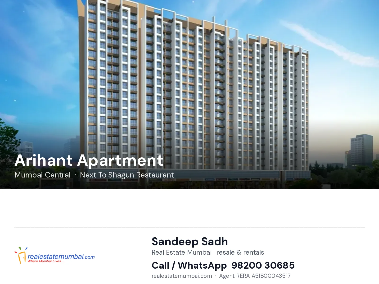 Arihant Apartment, Mumbai Central — flats | Real Estate Mumbai, Sandeep Sadh 98200 30685