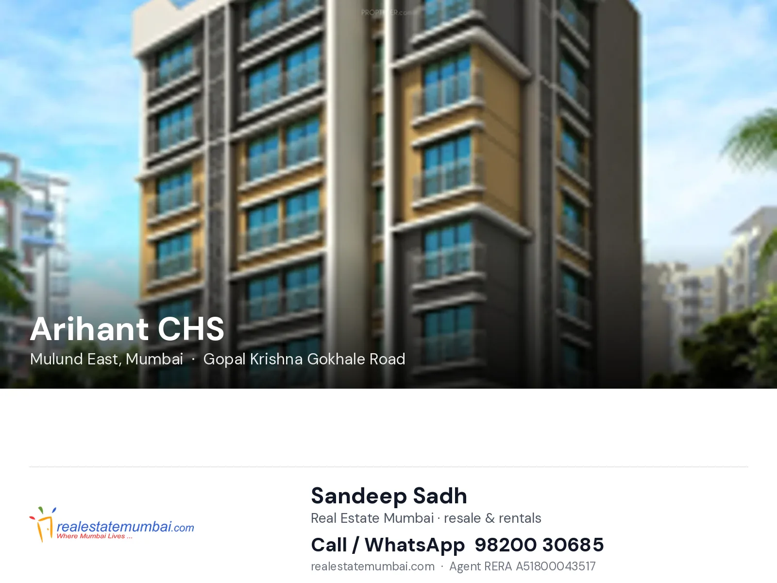 Arihant CHS, Mulund East, Mumbai — flats | Real Estate Mumbai, Sandeep Sadh 98200 30685