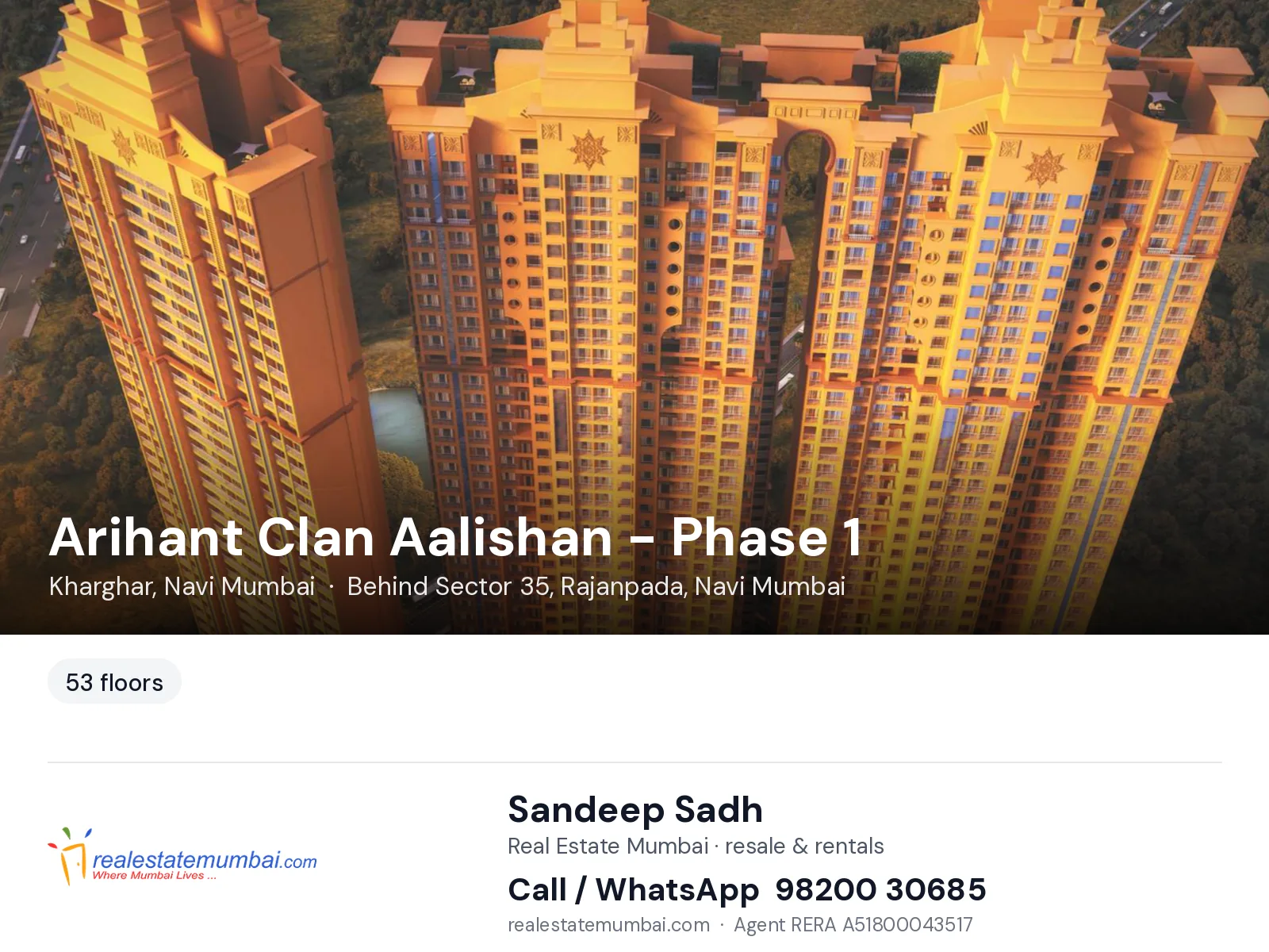 Arihant Clan Aalishan - Phase 1, Kharghar, Navi Mumbai — flats | Real Estate Mumbai, Sandeep Sadh 98200 30685