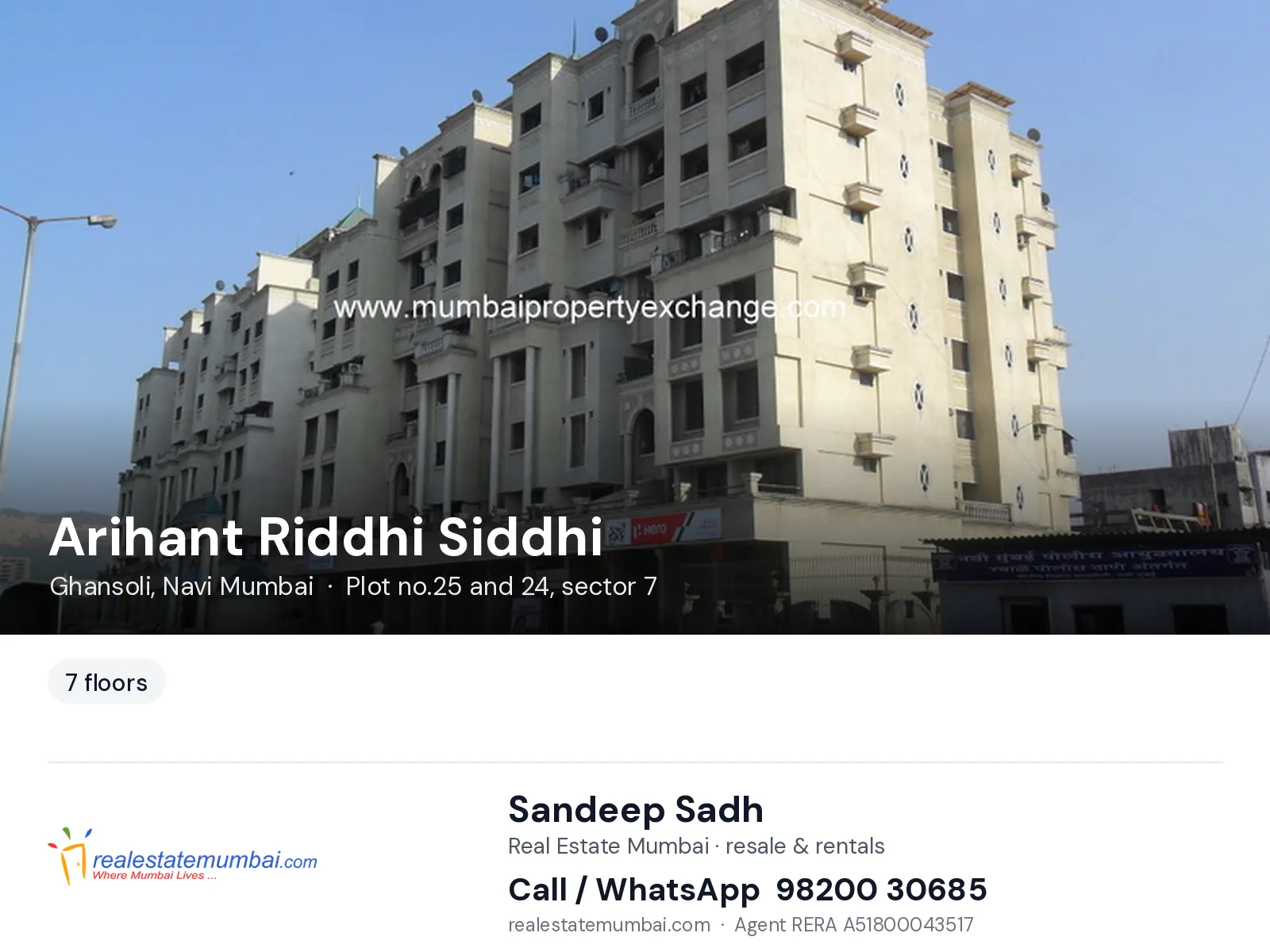 Arihant Riddhi Siddhi, Ghansoli, Navi Mumbai — flats | Real Estate Mumbai, Sandeep Sadh 98200 30685