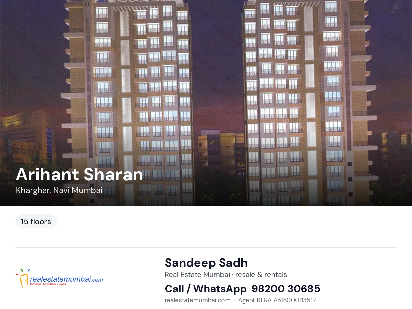 Arihant Sharan, Kharghar, Navi Mumbai — flats | Real Estate Mumbai, Sandeep Sadh 98200 30685