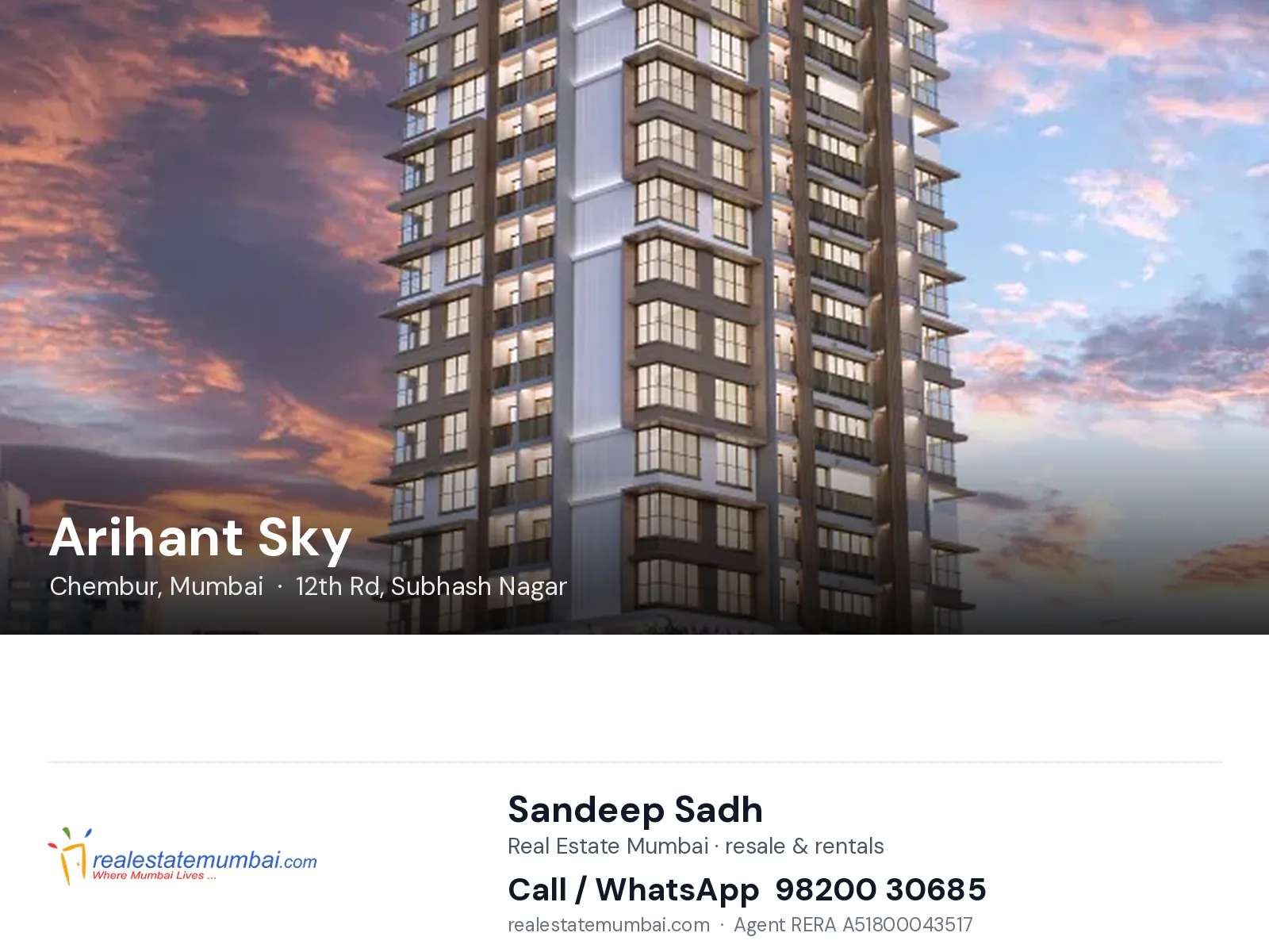 Arihant Sky, Chembur, Mumbai — flats | Real Estate Mumbai, Sandeep Sadh 98200 30685