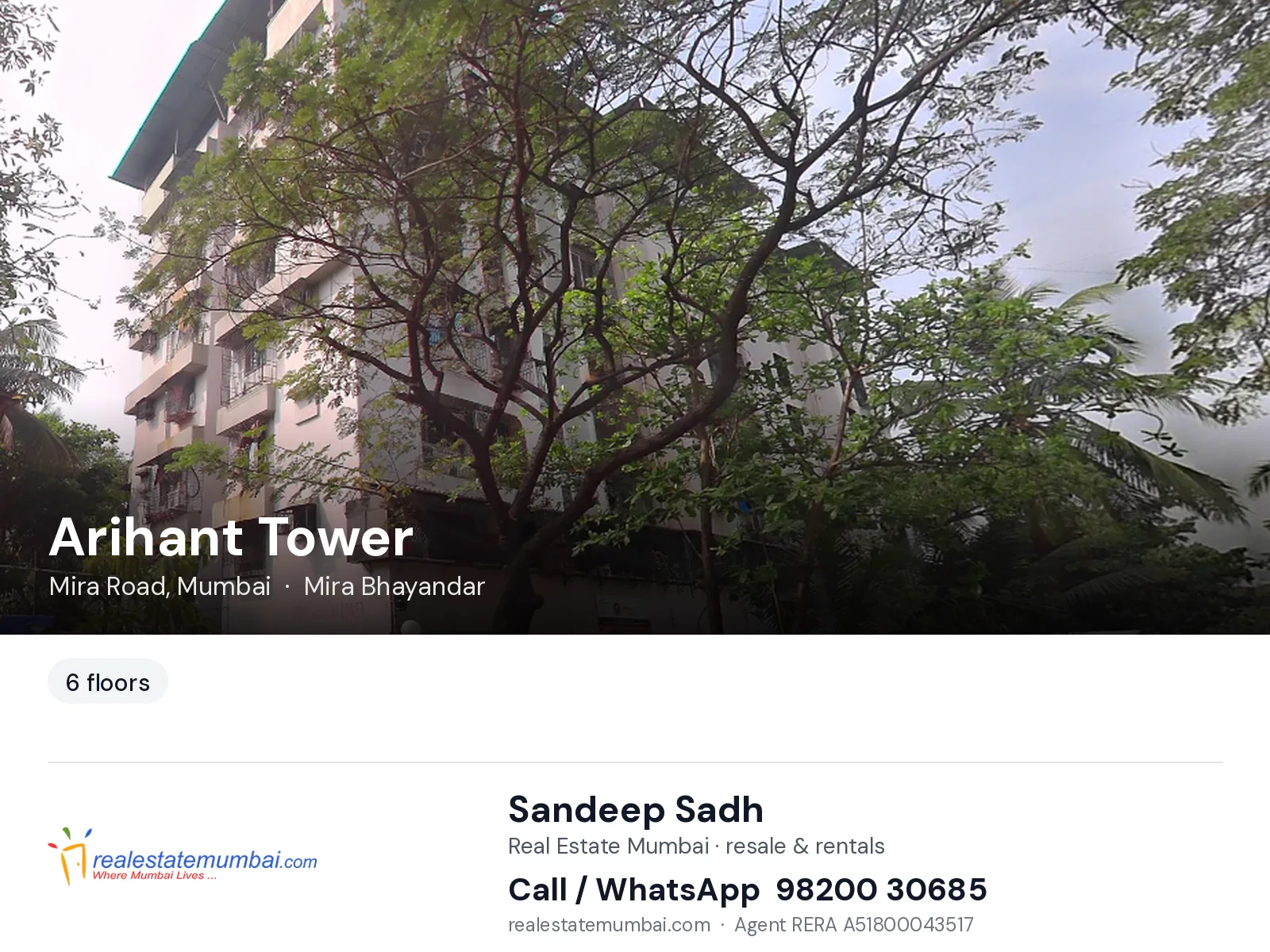 Arihant Tower, Mira Road, Mumbai — flats | Real Estate Mumbai, Sandeep Sadh 98200 30685