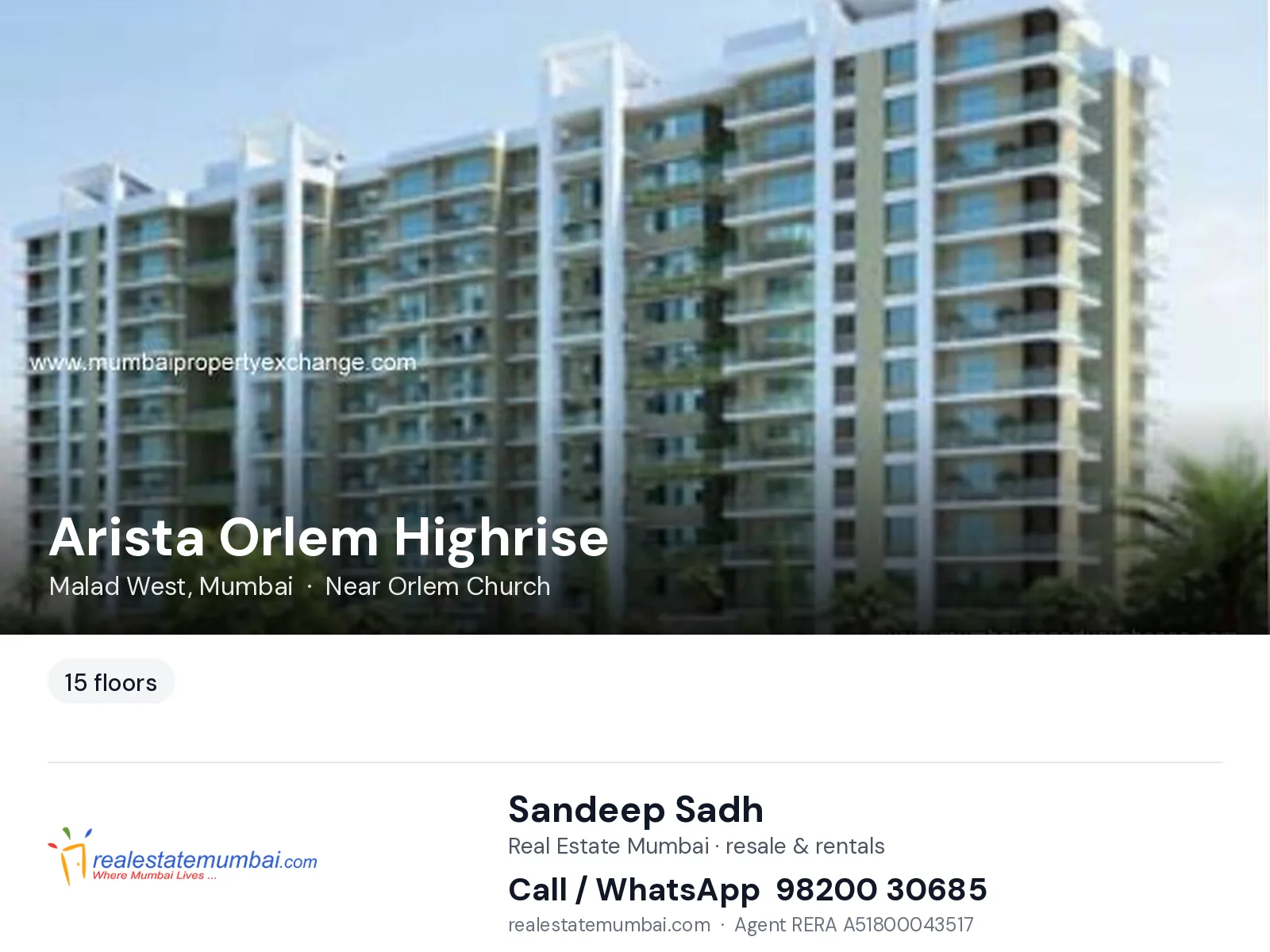 Arista Orlem Highrise, Malad West, Mumbai — flats | Real Estate Mumbai, Sandeep Sadh 98200 30685