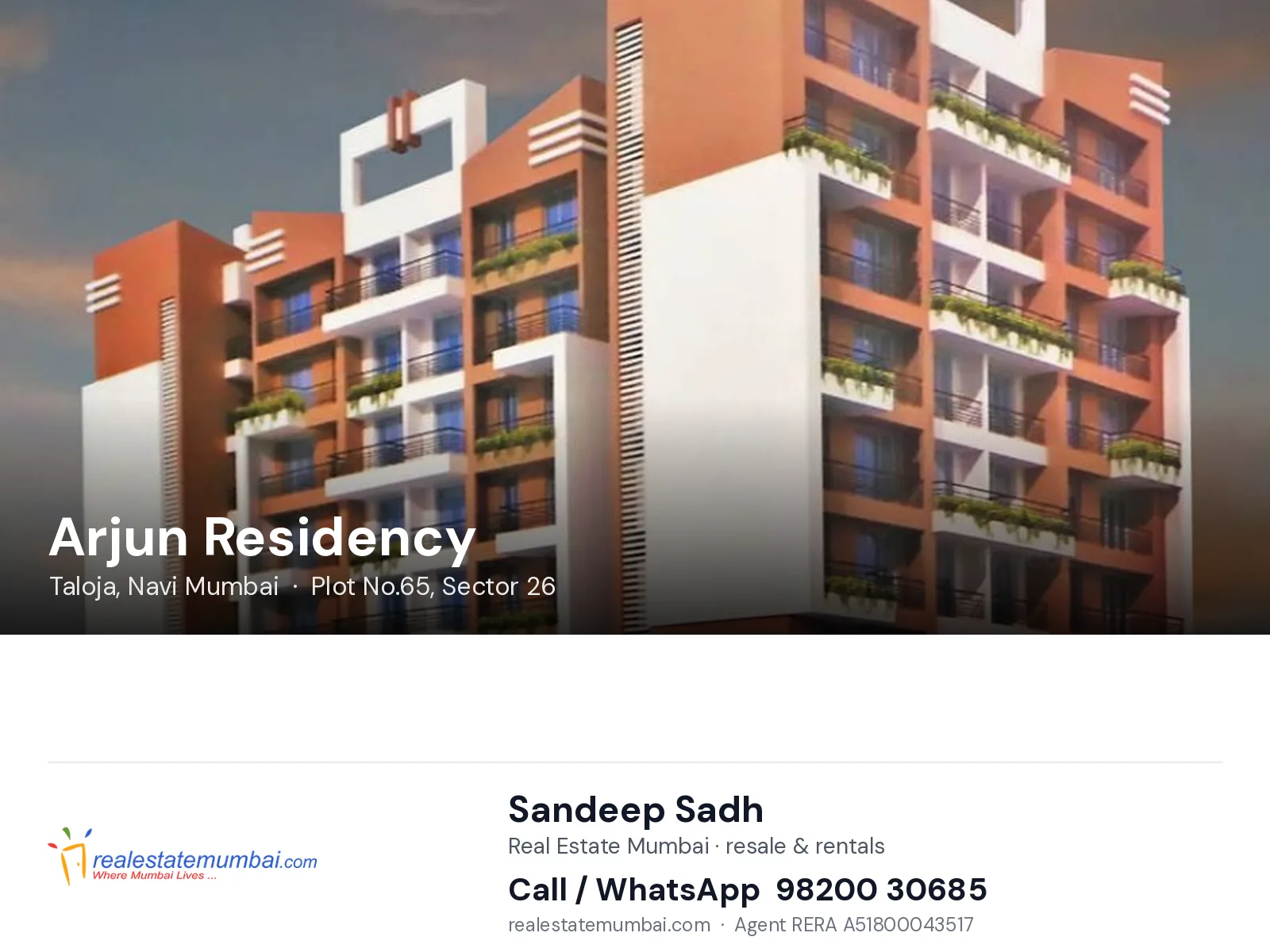 Arjun Residency, Taloja, Navi Mumbai — flats | Real Estate Mumbai, Sandeep Sadh 98200 30685