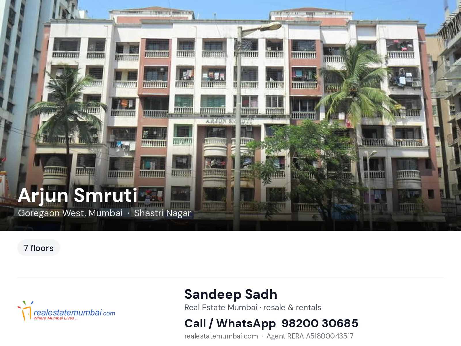 Arjun Smruti, Goregaon West, Mumbai — flats | Real Estate Mumbai, Sandeep Sadh 98200 30685
