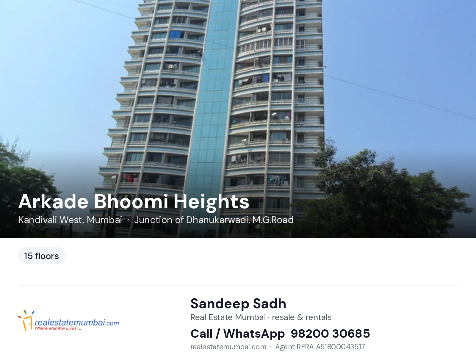 Arkade Bhoomi Heights, Kandivali West, Mumbai — flats | Real Estate Mumbai, Sandeep Sadh 98200 30685