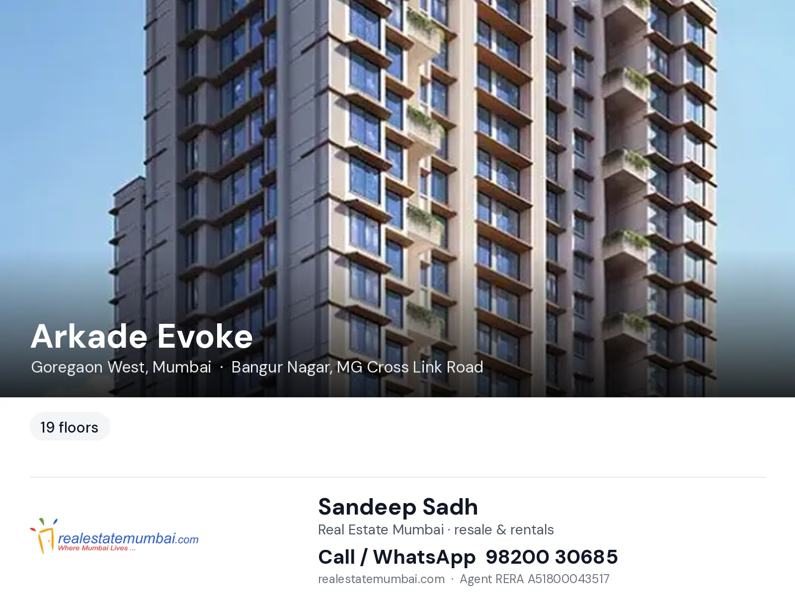 Arkade Evoke, Goregaon West, Mumbai — flats | Real Estate Mumbai, Sandeep Sadh 98200 30685