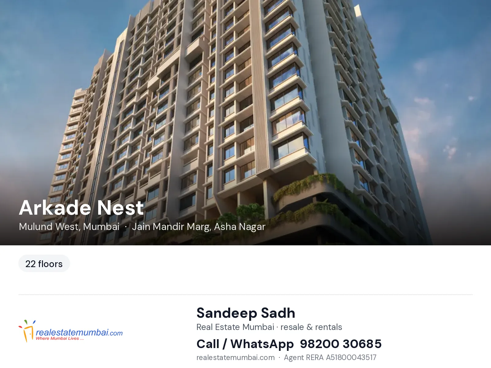 Arkade Nest, Mulund West, Mumbai — flats | Real Estate Mumbai, Sandeep Sadh 98200 30685