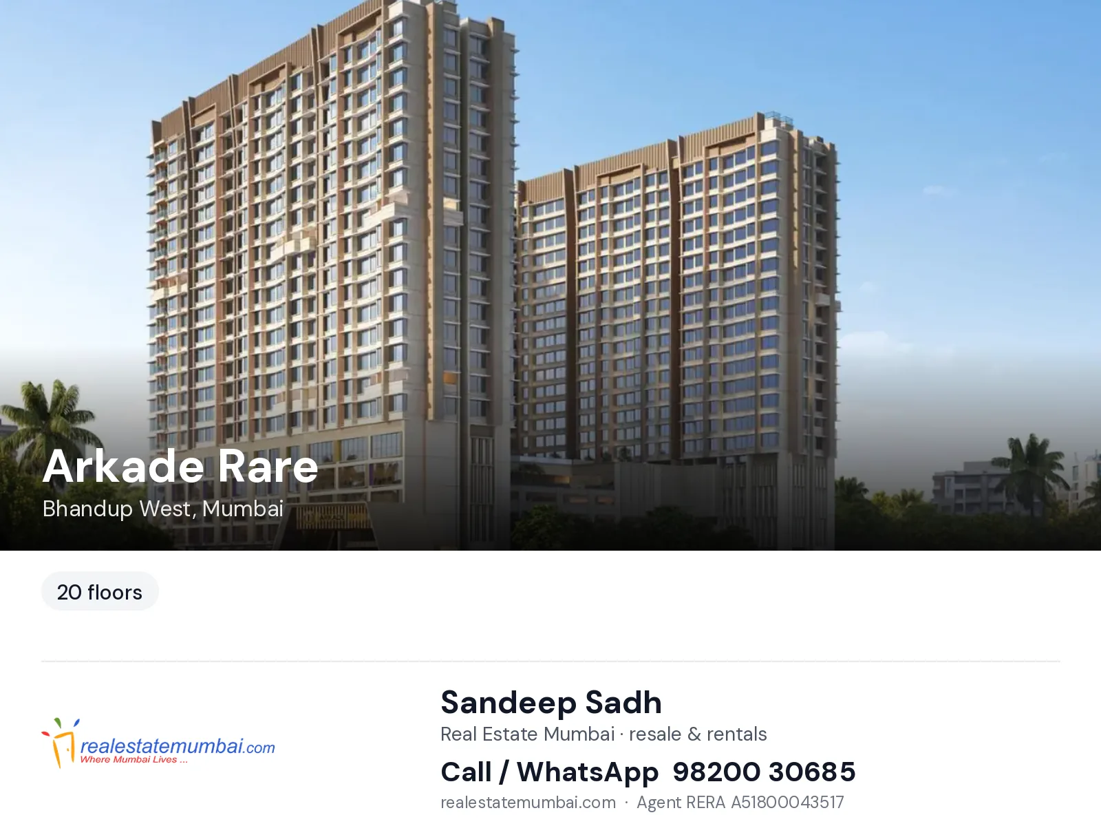 Arkade Rare, Bhandup West, Mumbai — flats | Real Estate Mumbai, Sandeep Sadh 98200 30685