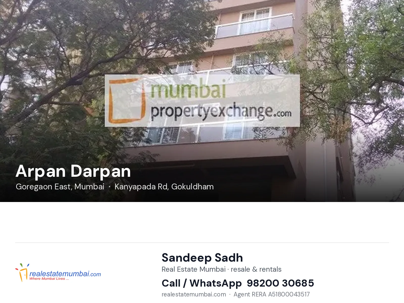 Arpan Darpan, Goregaon East, Mumbai — flats | Real Estate Mumbai, Sandeep Sadh 98200 30685