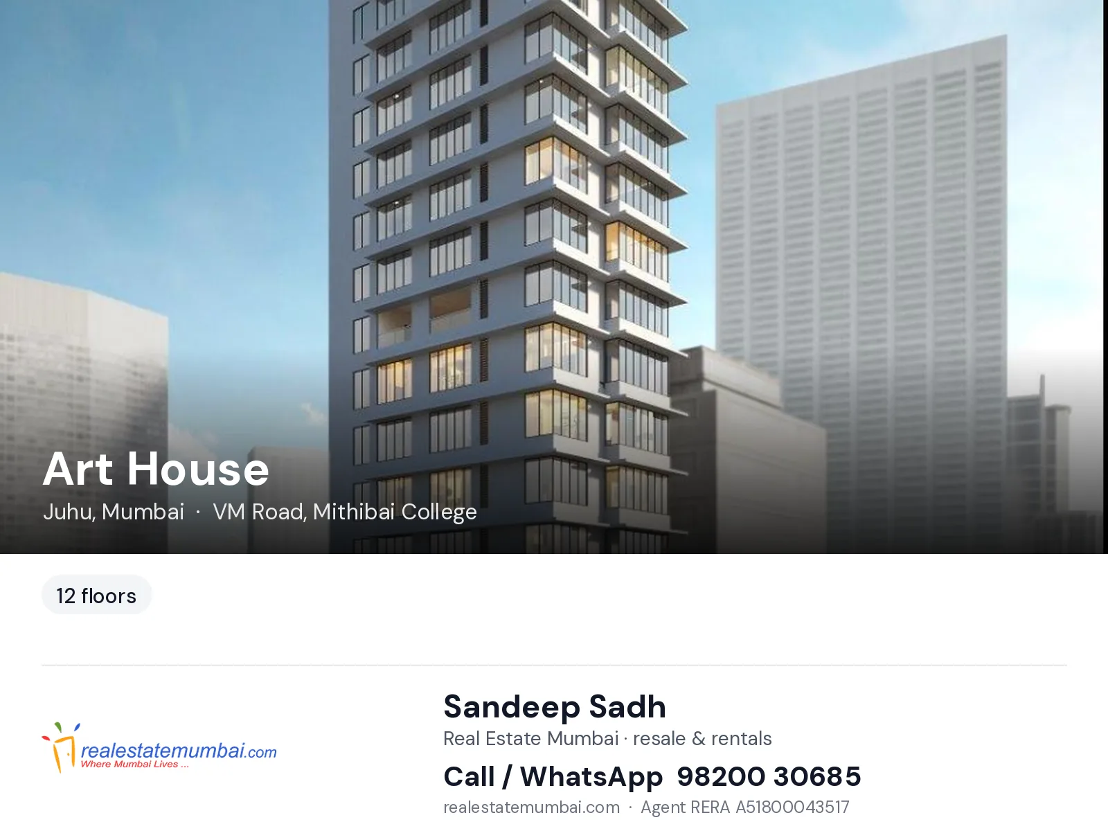 Art House, Juhu, Mumbai — flats | Real Estate Mumbai, Sandeep Sadh 98200 30685