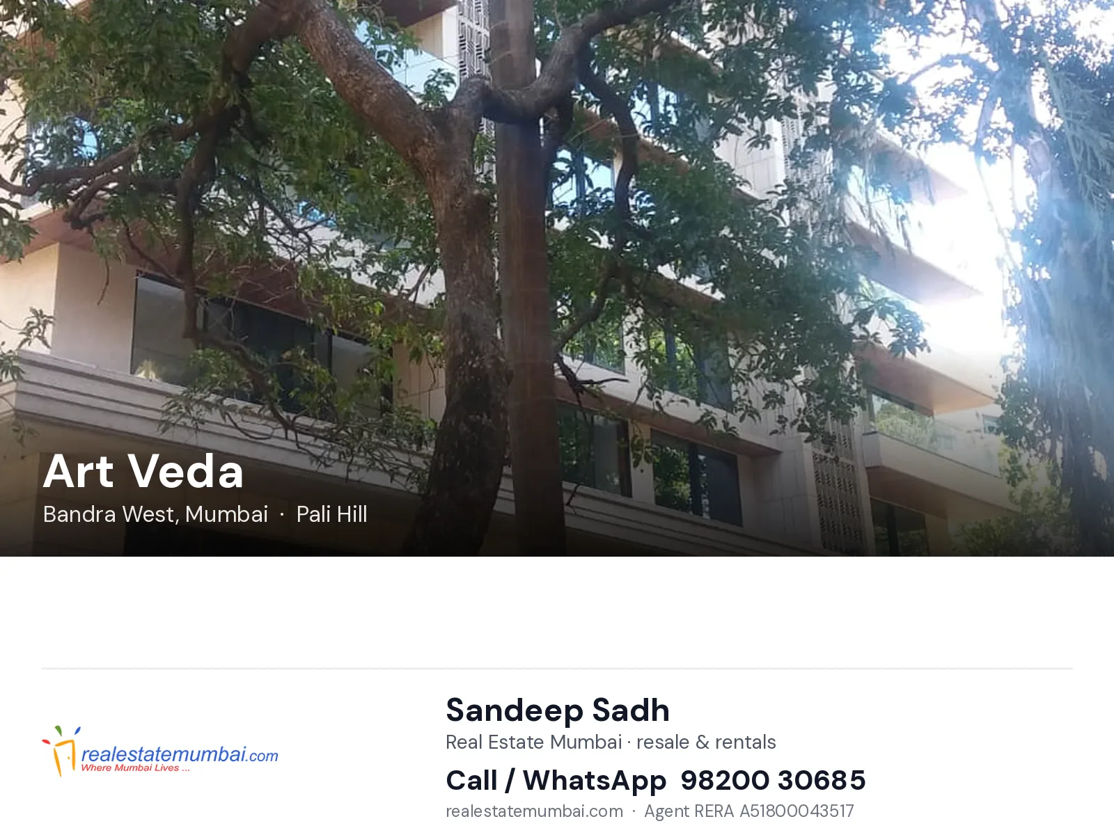 Art Veda, Bandra West, Mumbai — flats | Real Estate Mumbai, Sandeep Sadh 98200 30685