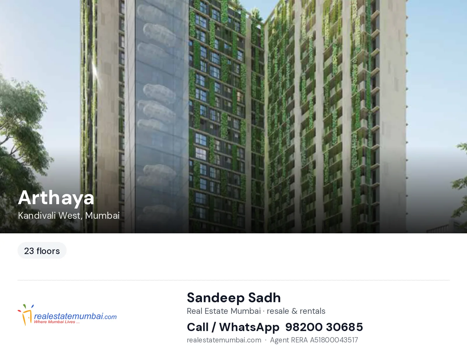 Arthaya, Kandivali West, Mumbai — flats | Real Estate Mumbai, Sandeep Sadh 98200 30685