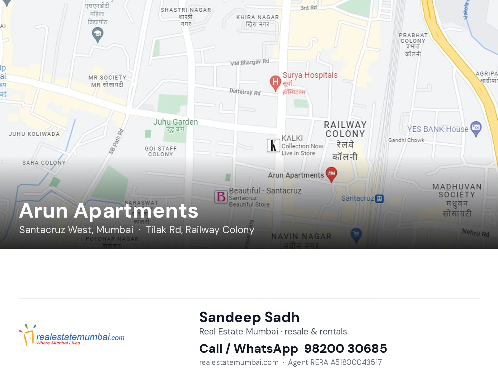 Arun Apartments, Santacruz West, Mumbai — flats | Real Estate Mumbai, Sandeep Sadh 98200 30685