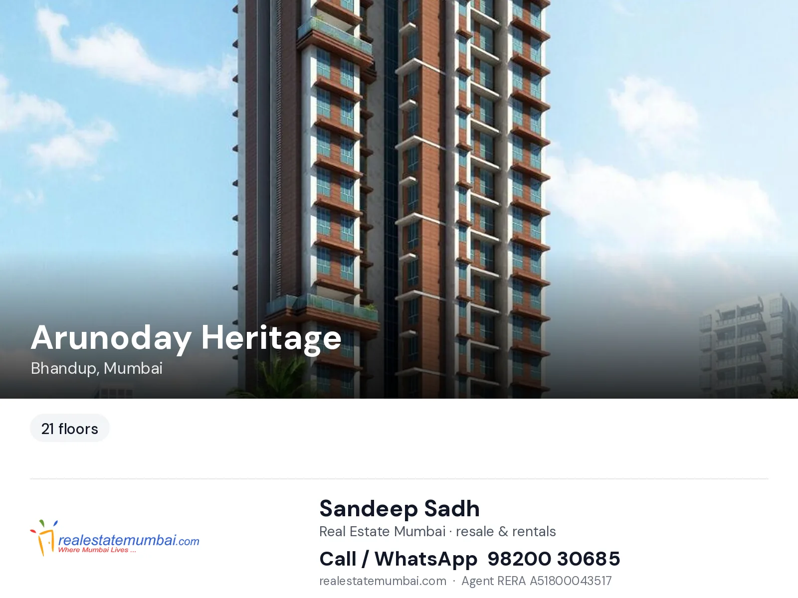 Arunoday Heritage, Bhandup, Mumbai — flats | Real Estate Mumbai, Sandeep Sadh 98200 30685