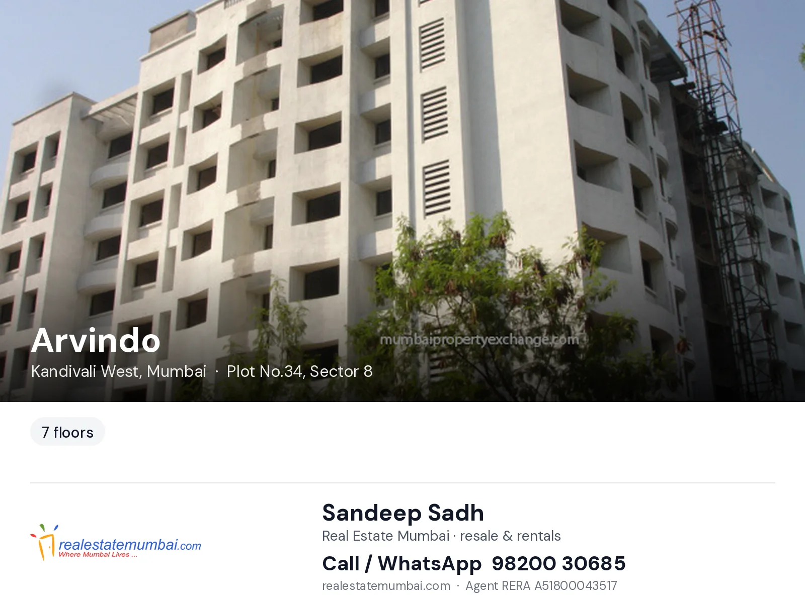 Arvindo, Kandivali West, Mumbai — flats | Real Estate Mumbai, Sandeep Sadh 98200 30685