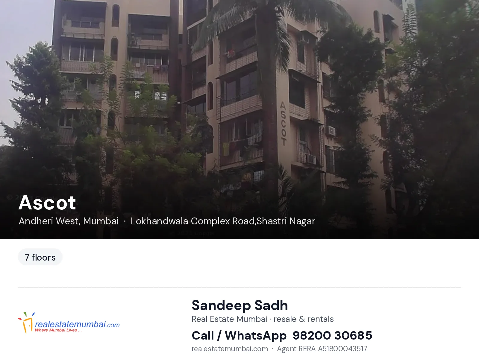 Ascot, Andheri West, Mumbai — flats | Real Estate Mumbai, Sandeep Sadh 98200 30685