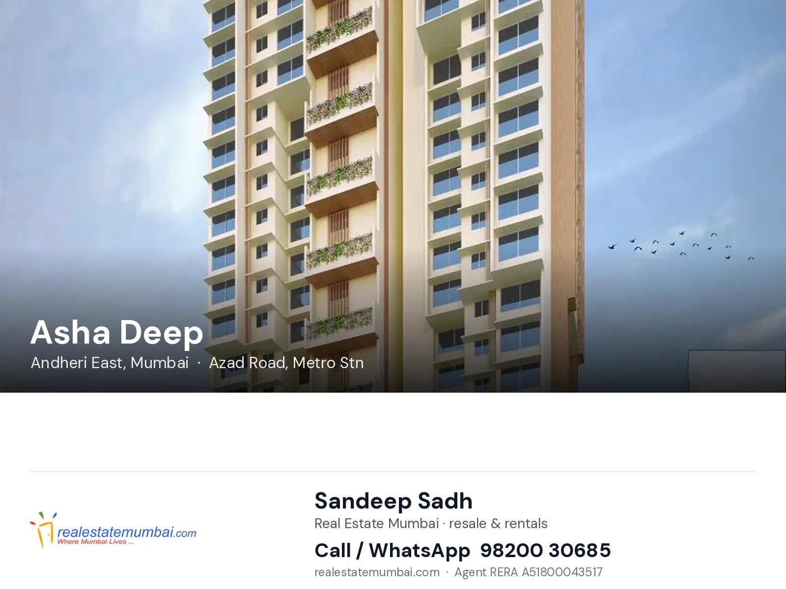 Asha Deep, Andheri East, Mumbai — flats | Real Estate Mumbai, Sandeep Sadh 98200 30685
