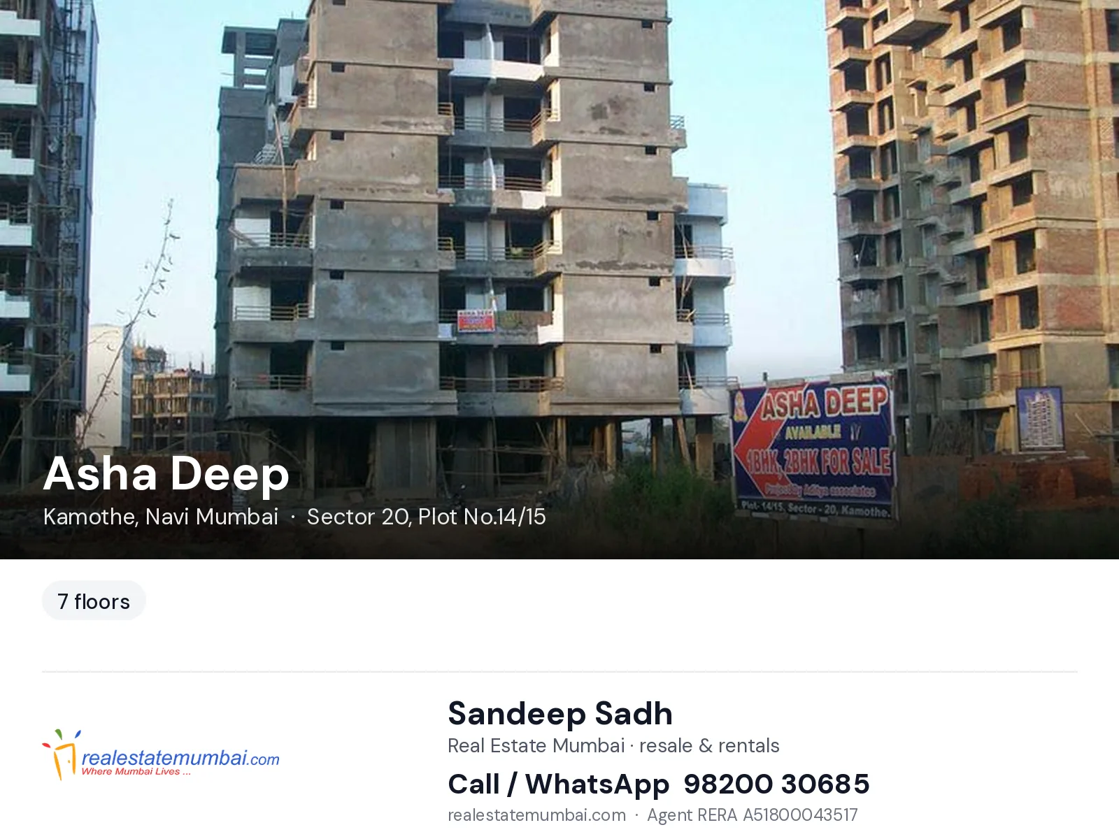 Asha Deep, Kamothe, Navi Mumbai — flats | Real Estate Mumbai, Sandeep Sadh 98200 30685
