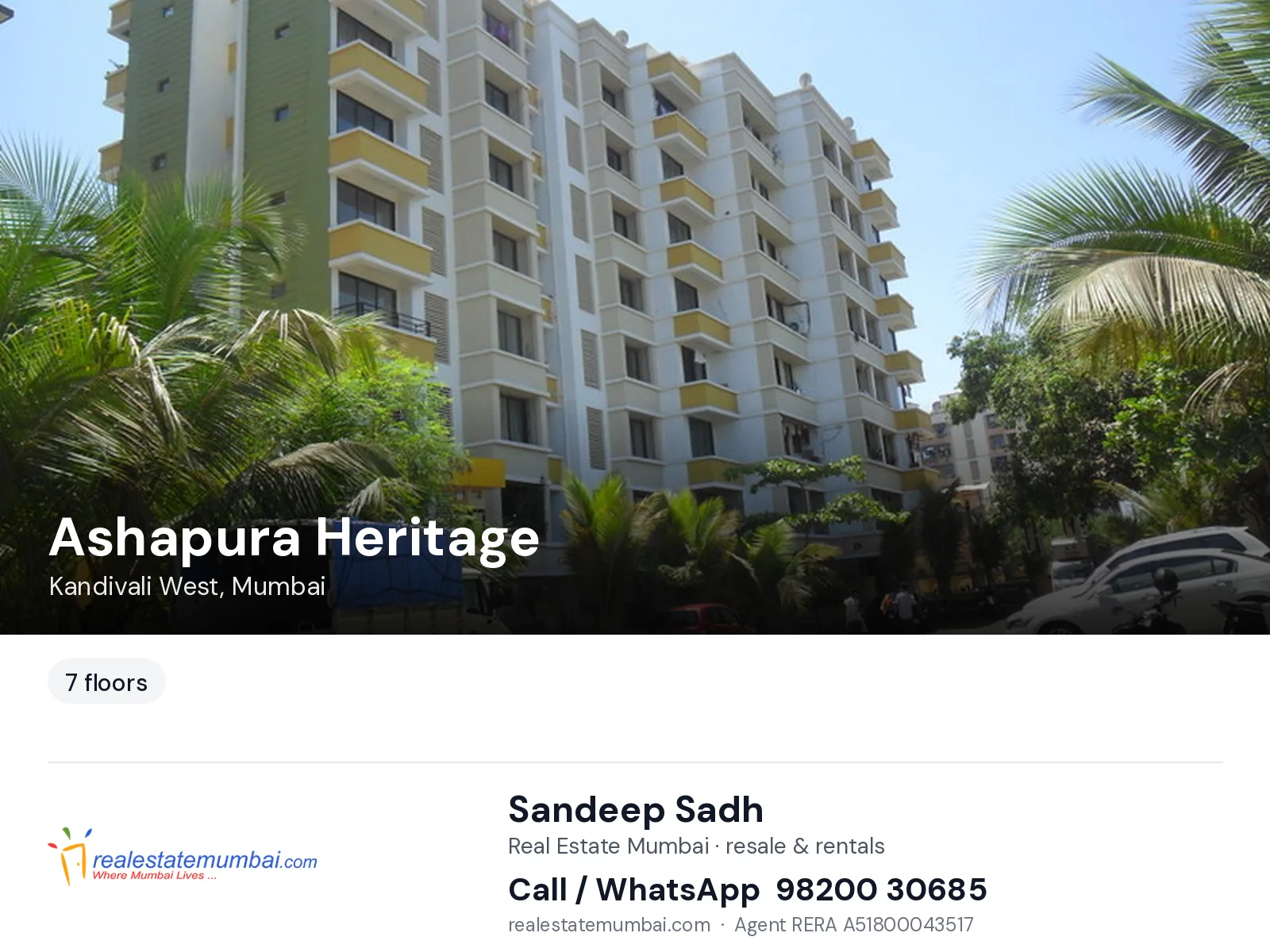 Ashapura Heritage, Kandivali West, Mumbai — flats | Real Estate Mumbai, Sandeep Sadh 98200 30685