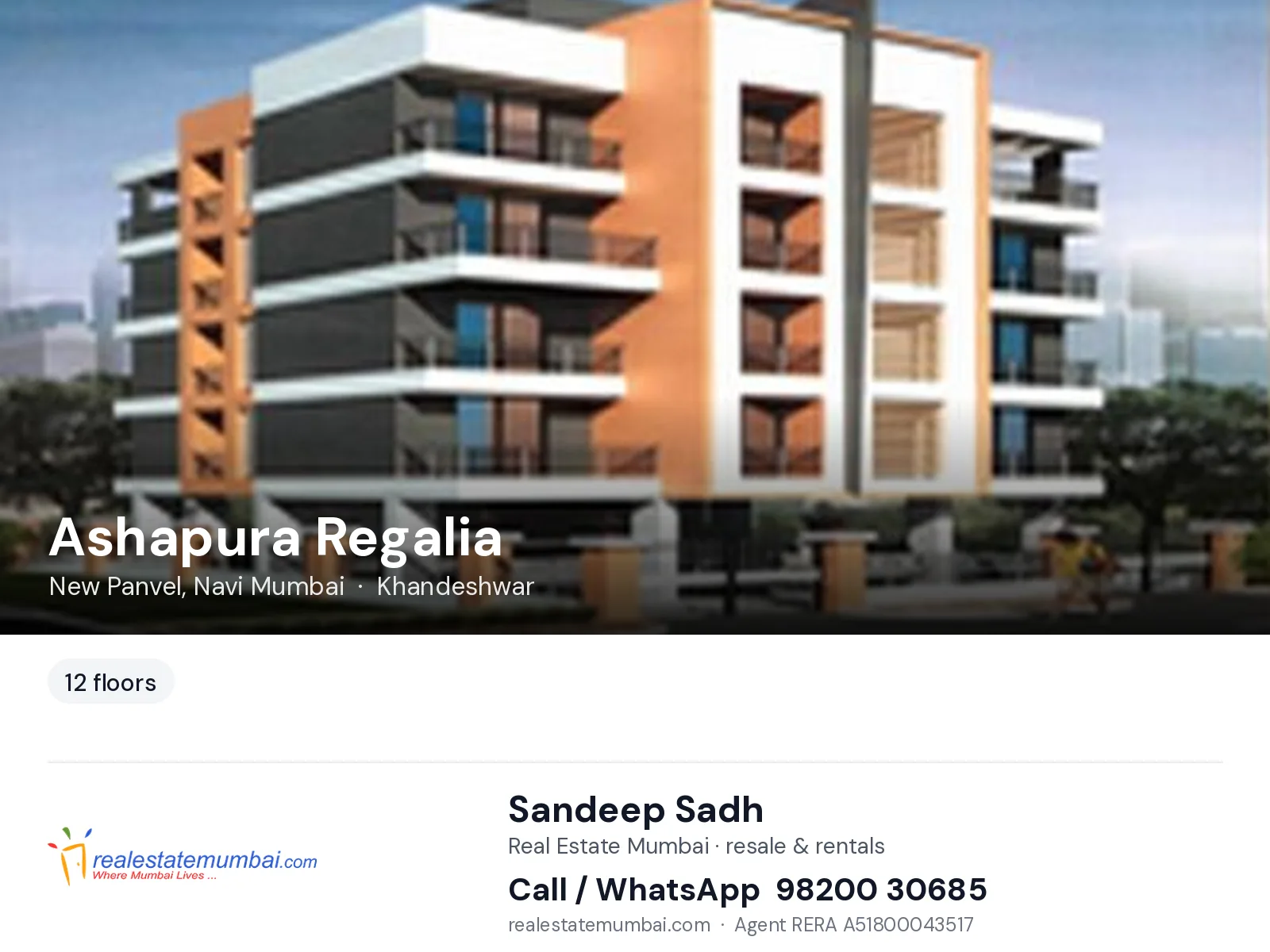 Ashapura Regalia, New Panvel, Navi Mumbai — flats | Real Estate Mumbai, Sandeep Sadh 98200 30685