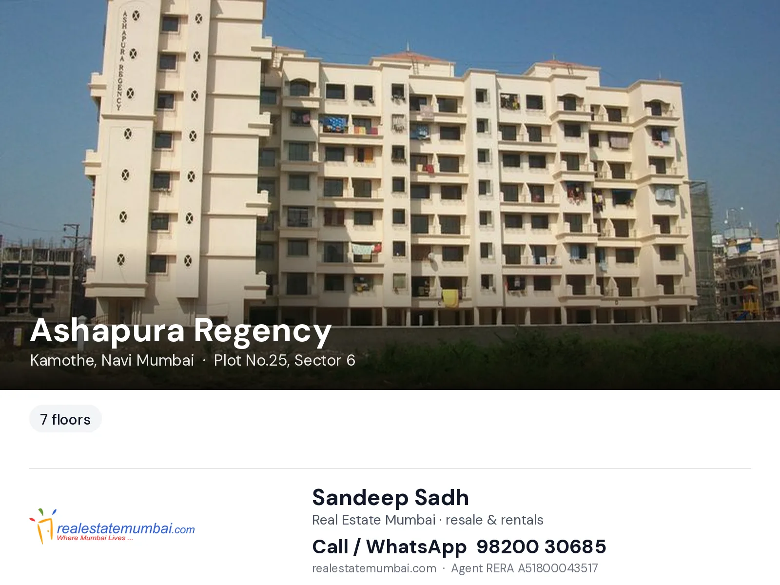 Ashapura Regency, Kamothe, Navi Mumbai — flats | Real Estate Mumbai, Sandeep Sadh 98200 30685