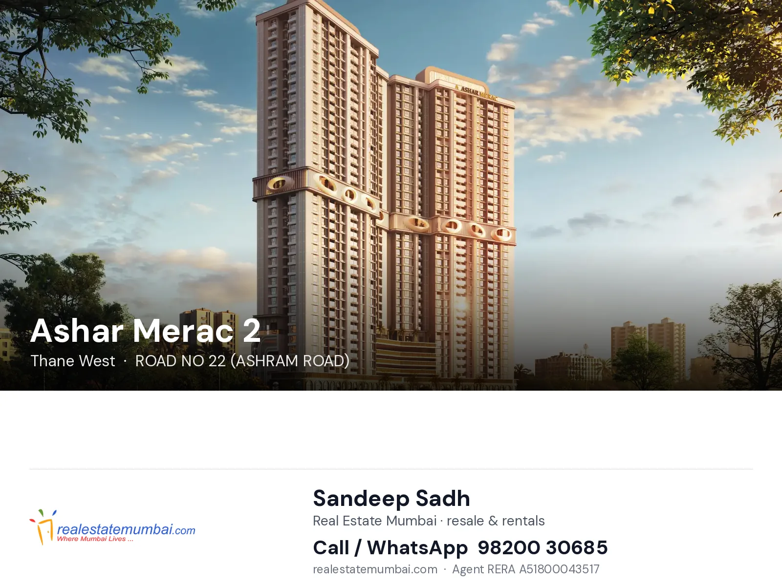 Ashar Merac 2, Thane West — flats | Real Estate Mumbai, Sandeep Sadh 98200 30685