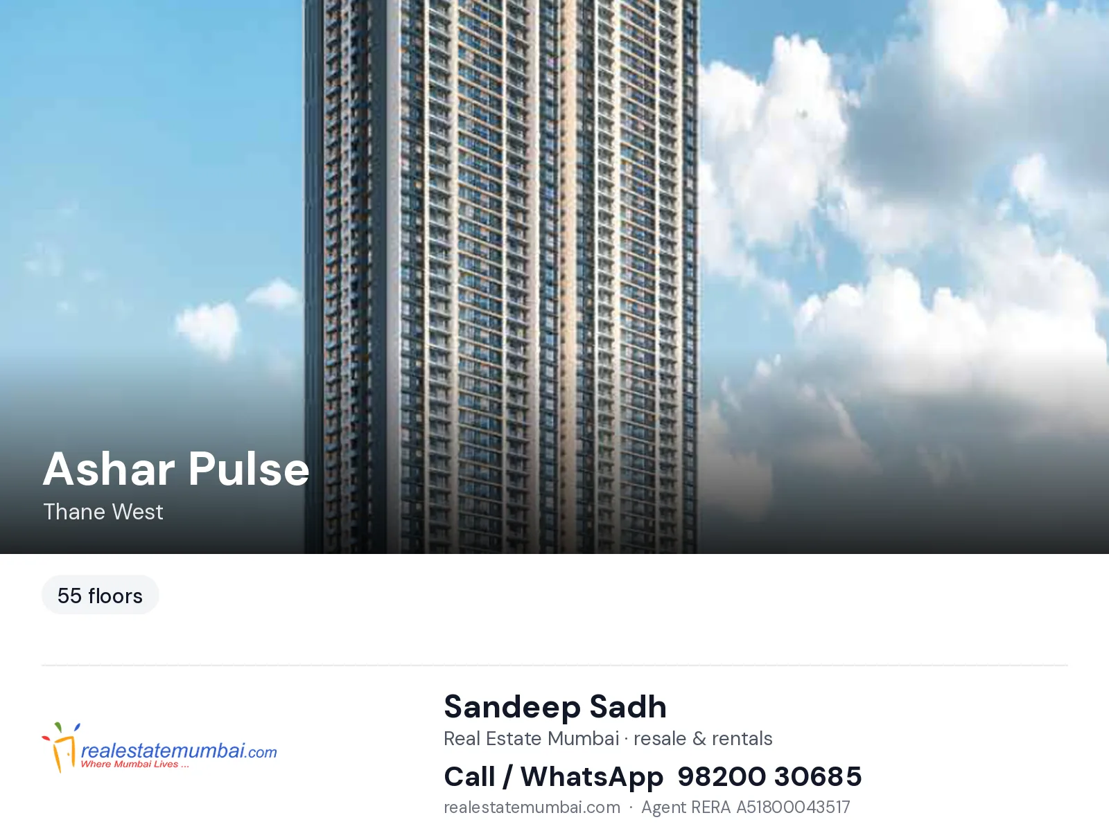 Ashar Pulse, Thane West — flats | Real Estate Mumbai, Sandeep Sadh 98200 30685