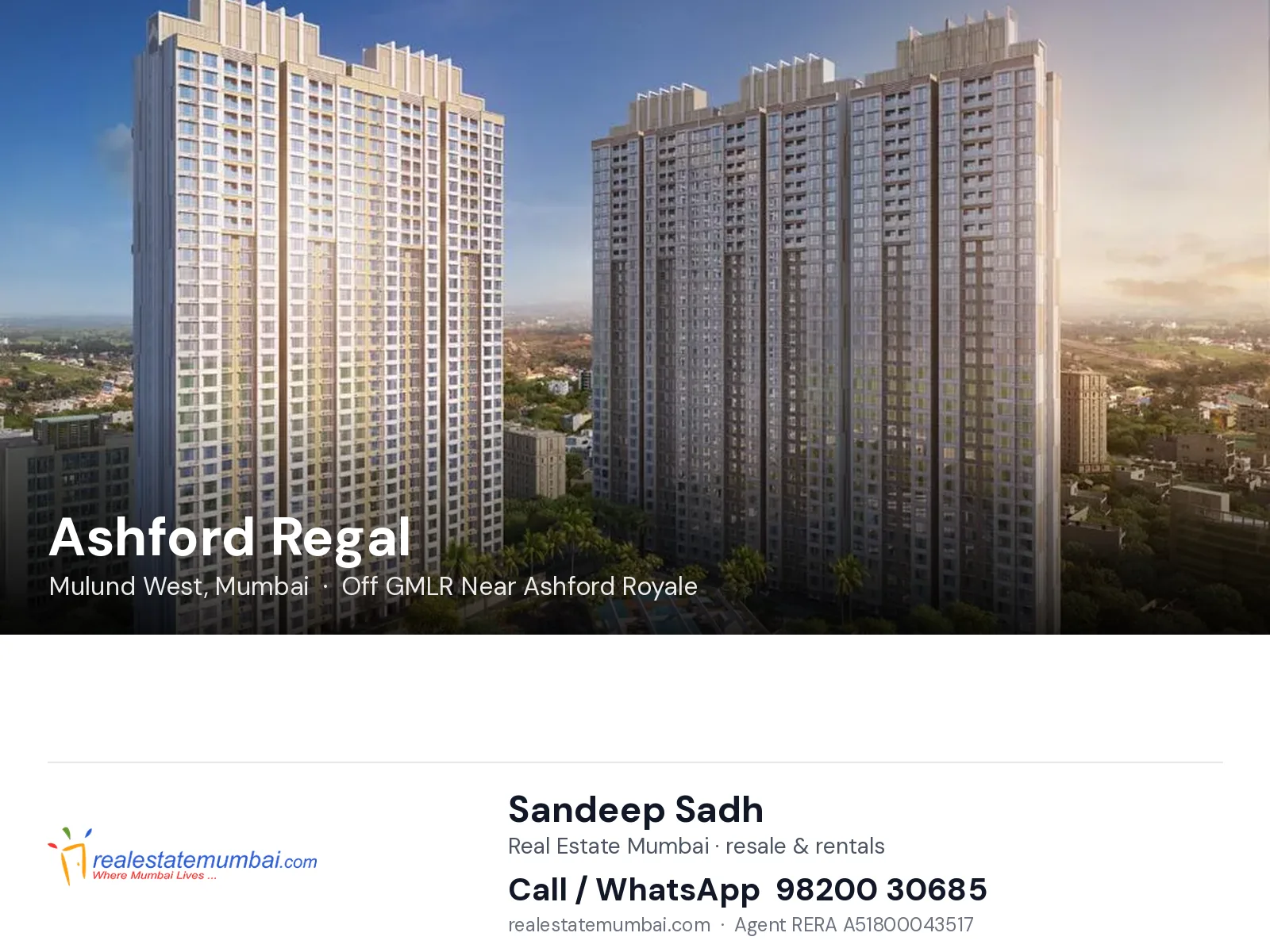 Ashford Regal, Mulund West, Mumbai — flats | Real Estate Mumbai, Sandeep Sadh 98200 30685