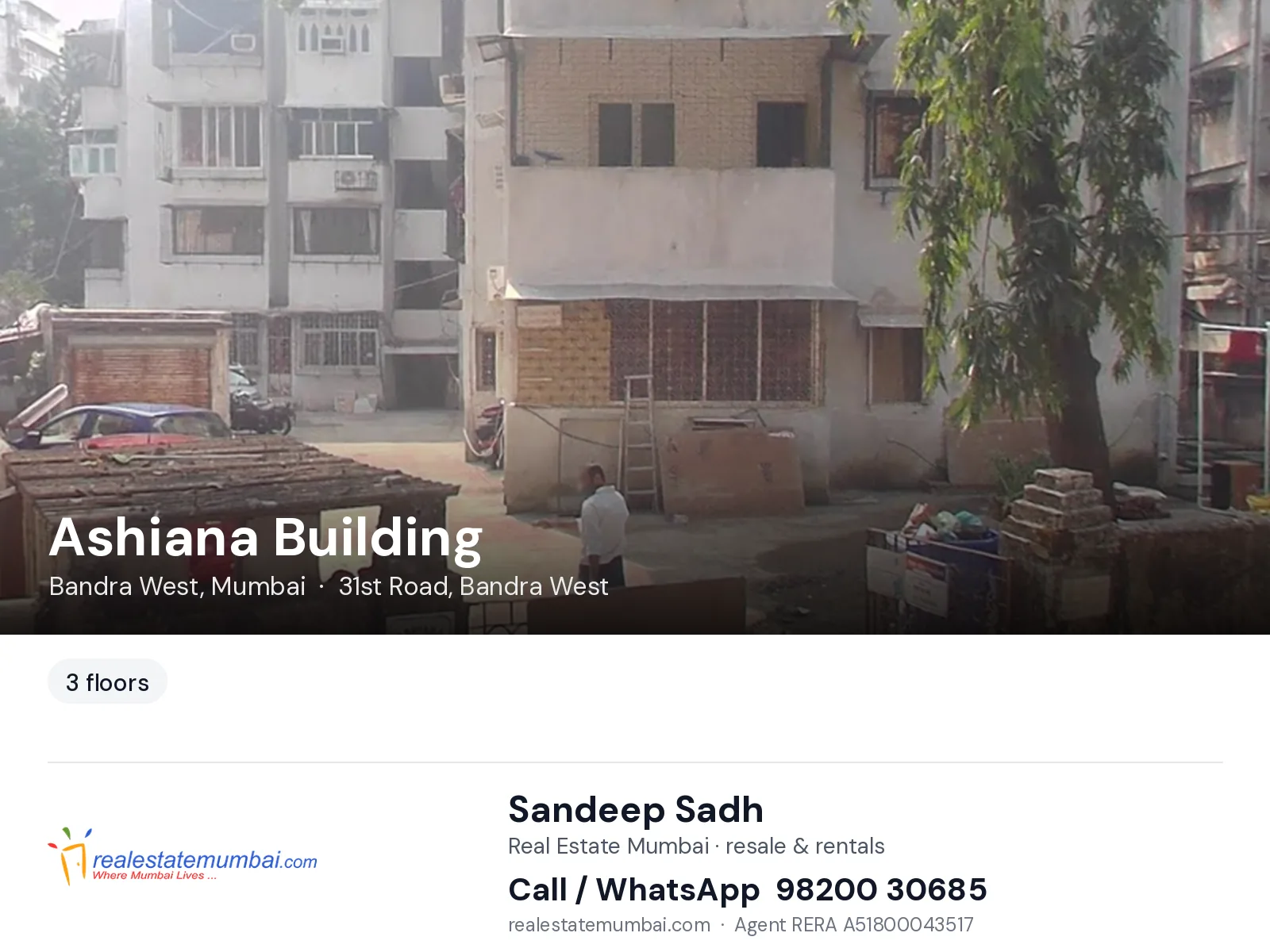Ashiana Building, Bandra West, Mumbai — flats | Real Estate Mumbai, Sandeep Sadh 98200 30685
