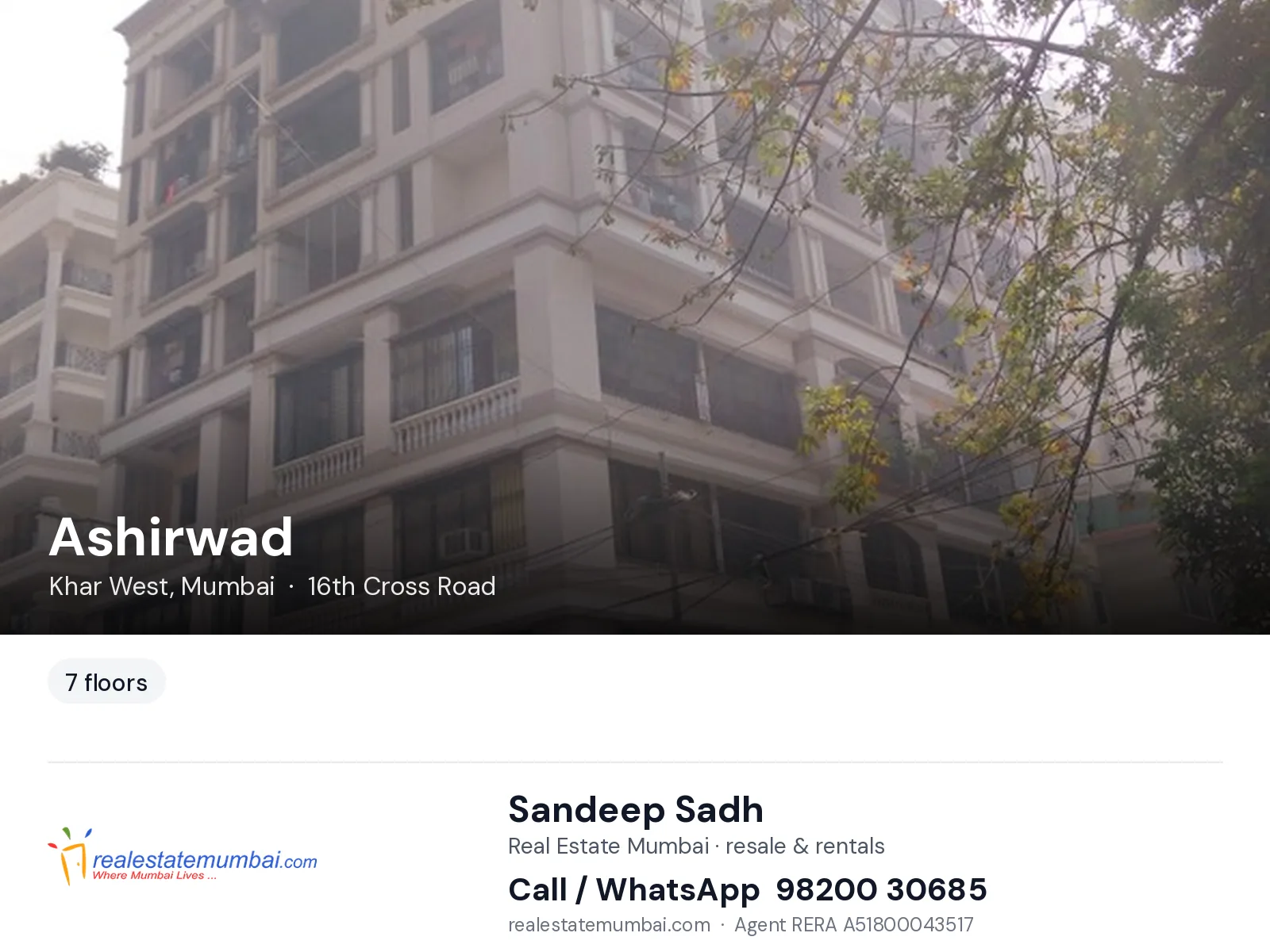 Ashirwad, Khar West, Mumbai — flats | Real Estate Mumbai, Sandeep Sadh 98200 30685