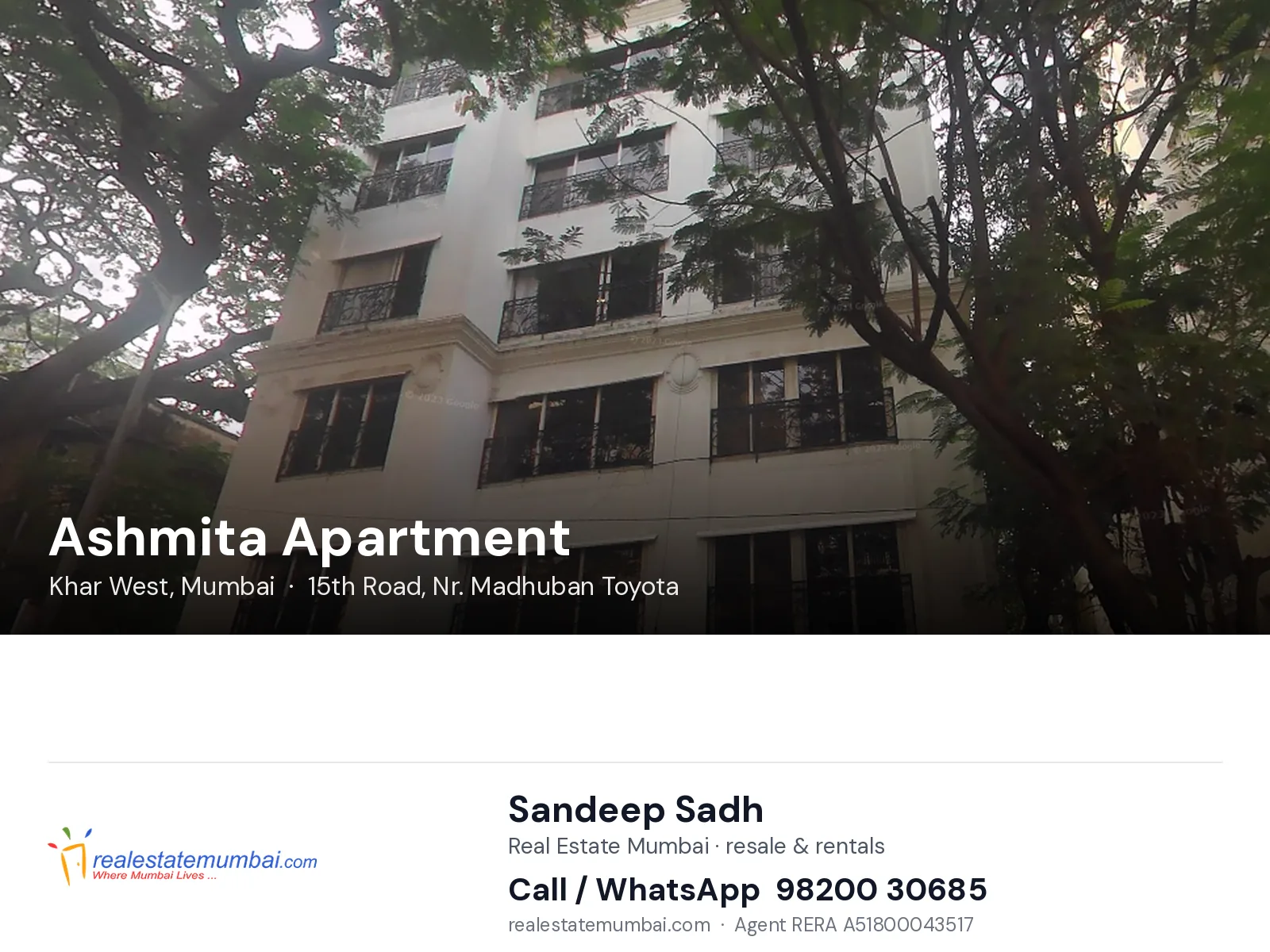 Ashmita Apartment, Khar West, Mumbai — flats | Real Estate Mumbai, Sandeep Sadh 98200 30685