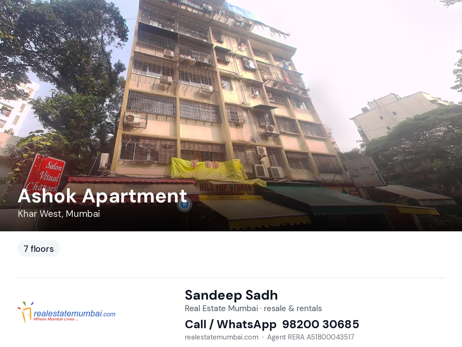 Ashok Apartment, Khar West, Mumbai — flats | Real Estate Mumbai, Sandeep Sadh 98200 30685