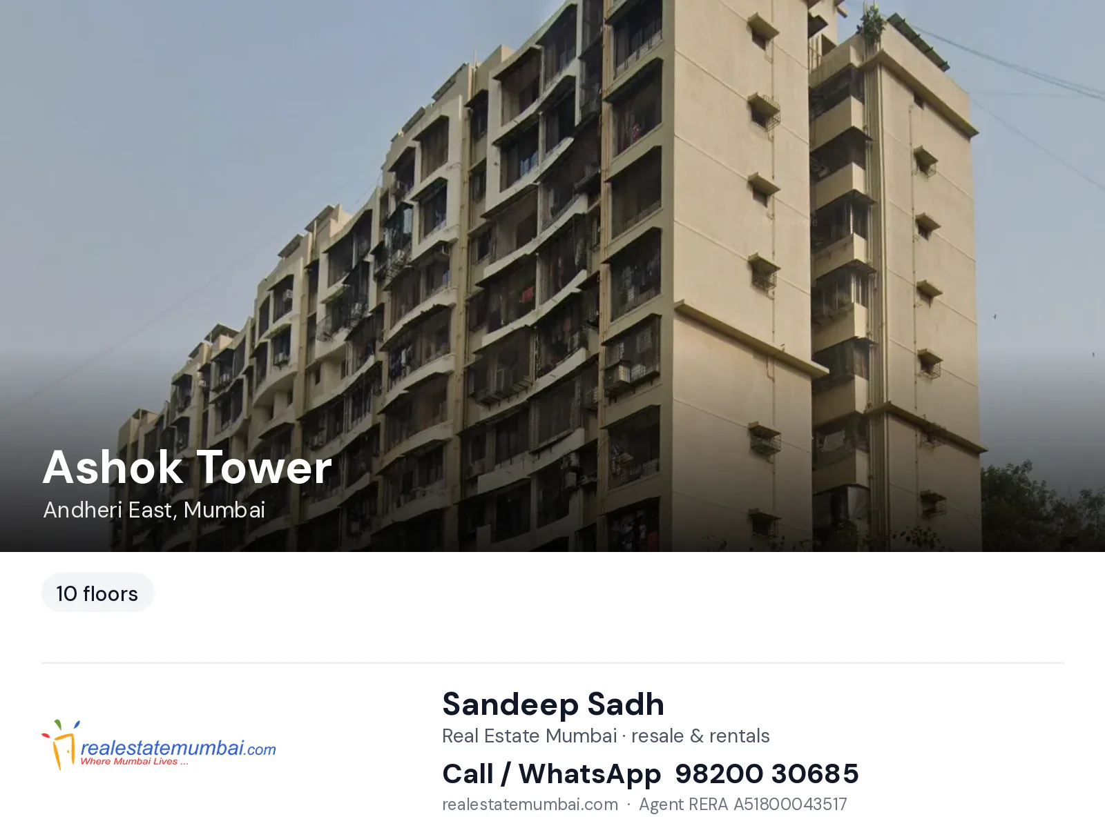 Ashok Tower, Andheri East, Mumbai — flats | Real Estate Mumbai, Sandeep Sadh 98200 30685