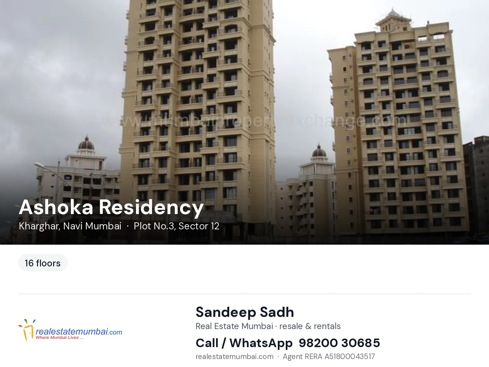 Ashoka Residency, Kharghar, Navi Mumbai — flats | Real Estate Mumbai, Sandeep Sadh 98200 30685