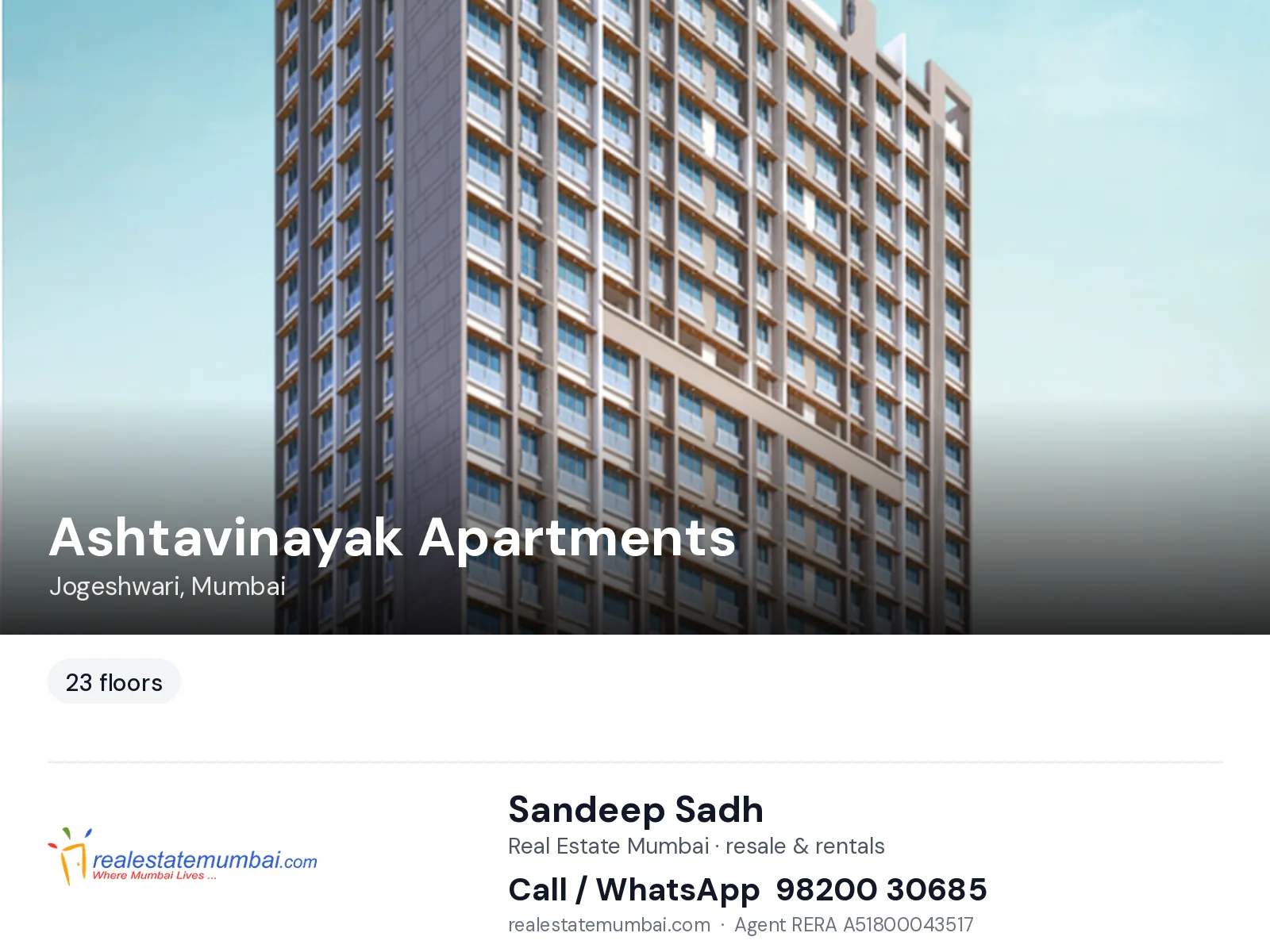 Ashtavinayak Apartments, Jogeshwari, Mumbai — flats | Real Estate Mumbai, Sandeep Sadh 98200 30685