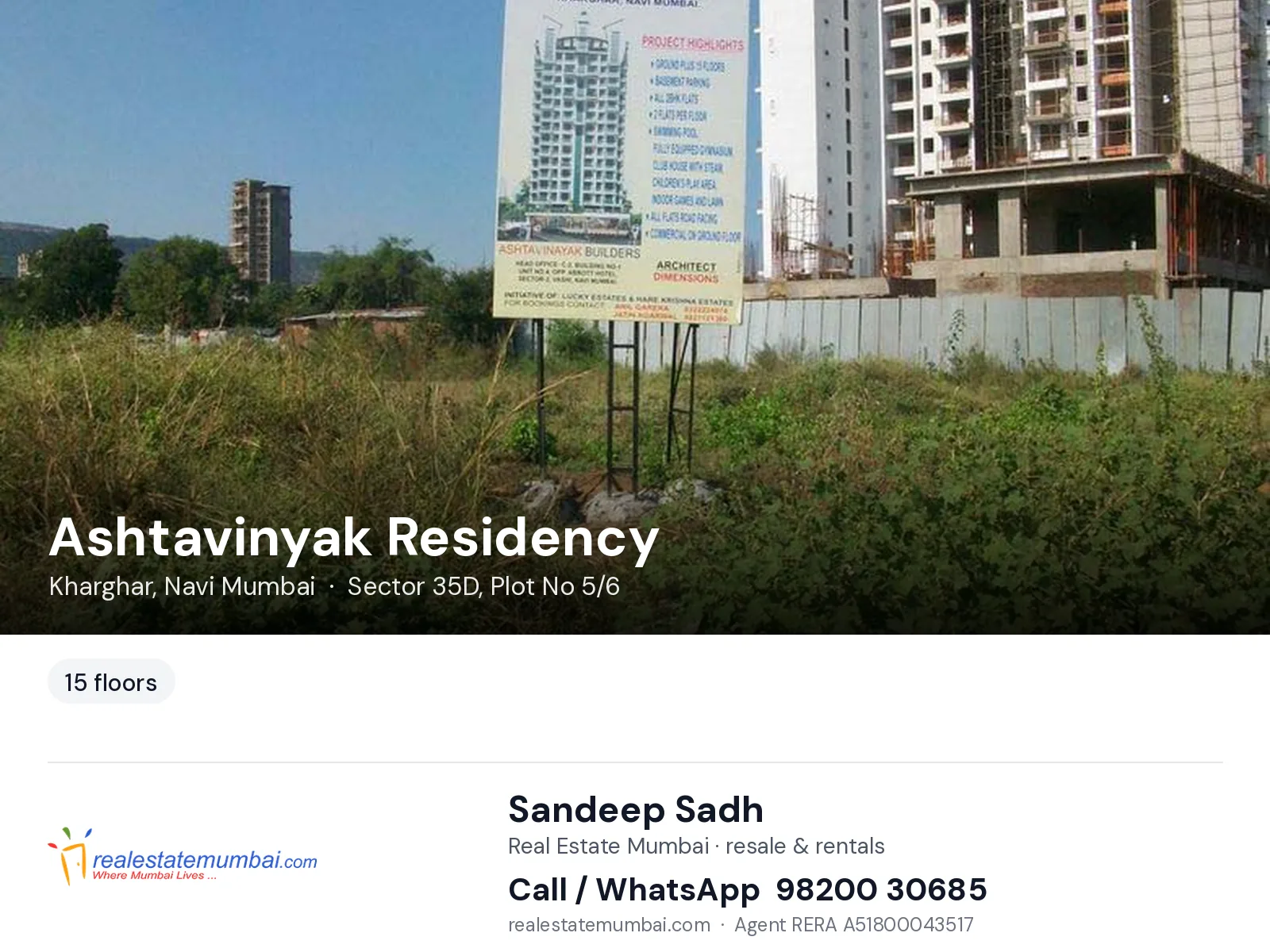Ashtavinyak Residency, Kharghar, Navi Mumbai — flats | Real Estate Mumbai, Sandeep Sadh 98200 30685