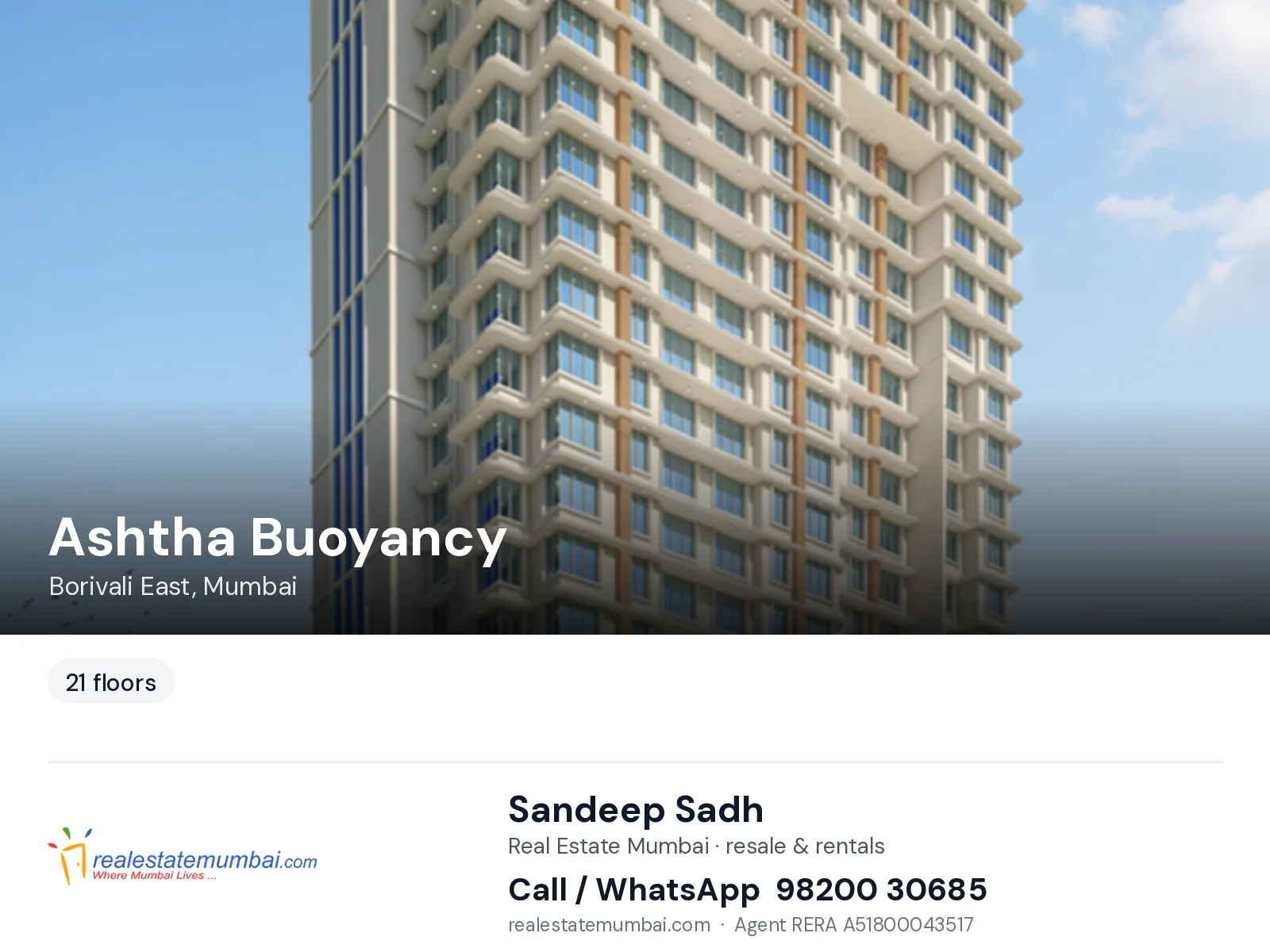 Ashtha Buoyancy, Borivali East, Mumbai — flats | Real Estate Mumbai, Sandeep Sadh 98200 30685