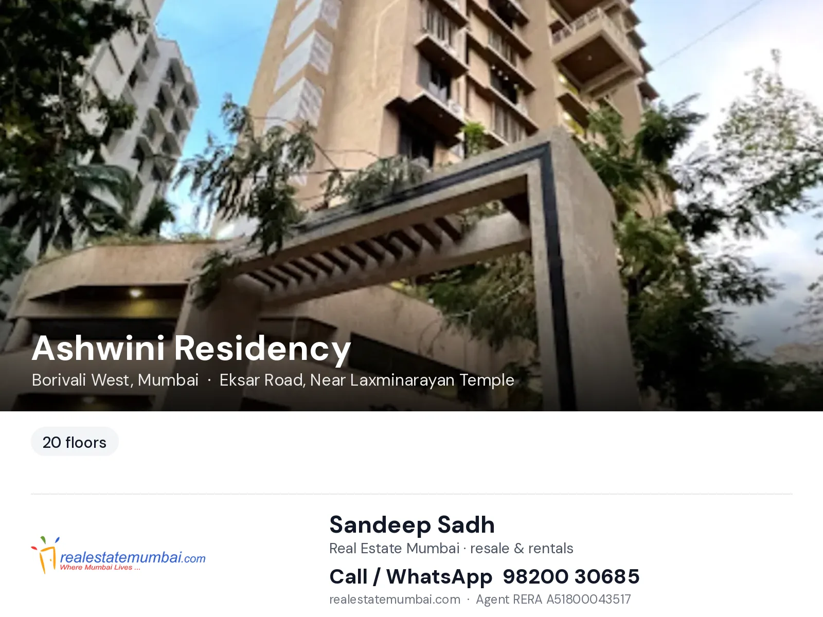 Ashwini Residency, Borivali West, Mumbai — flats | Real Estate Mumbai, Sandeep Sadh 98200 30685