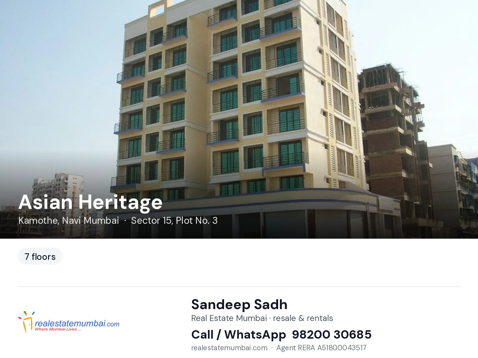 Asian Heritage, Kamothe, Navi Mumbai — flats | Real Estate Mumbai, Sandeep Sadh 98200 30685
