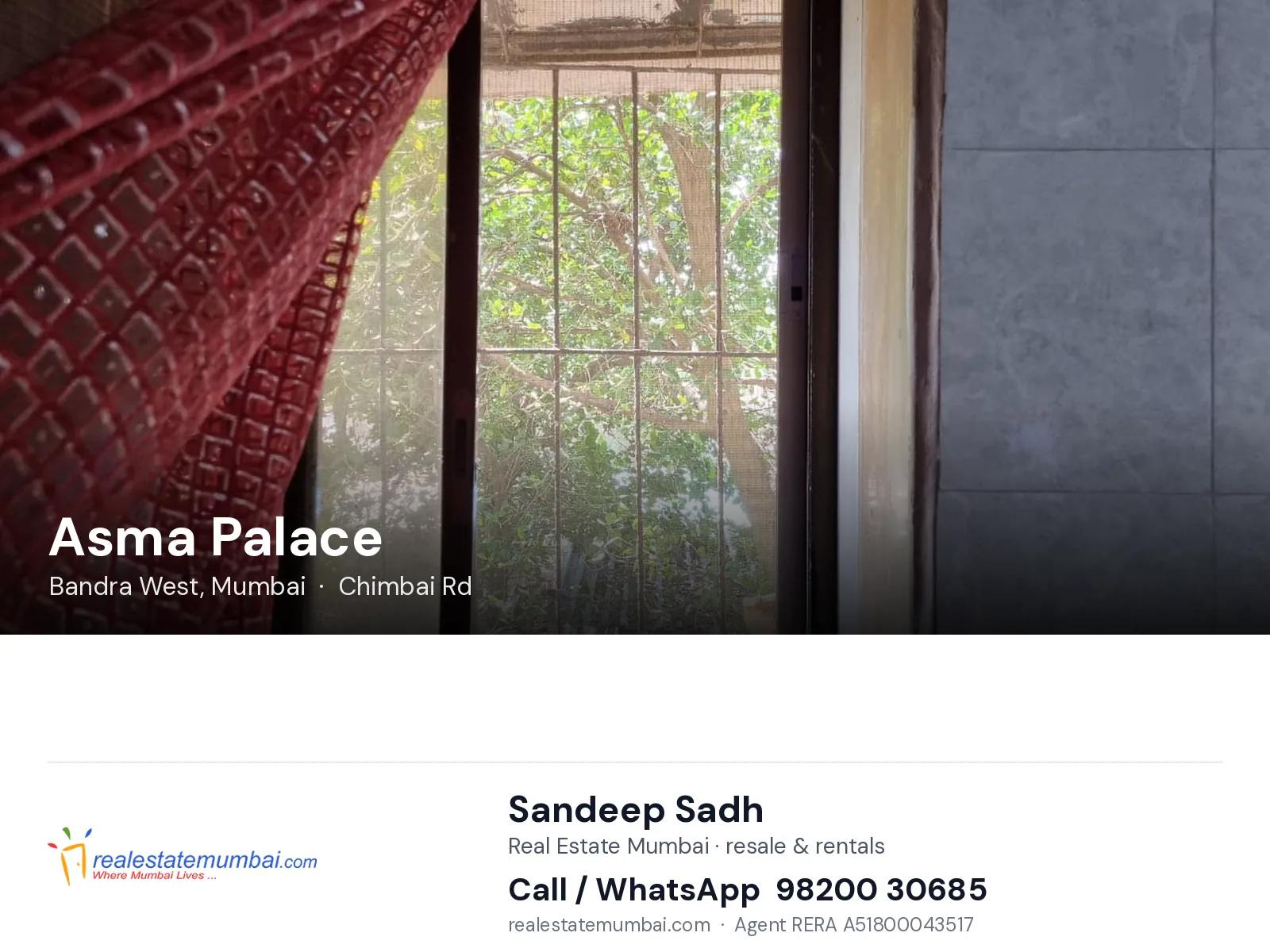 Asma Palace, Bandra West, Mumbai — flats | Real Estate Mumbai, Sandeep Sadh 98200 30685