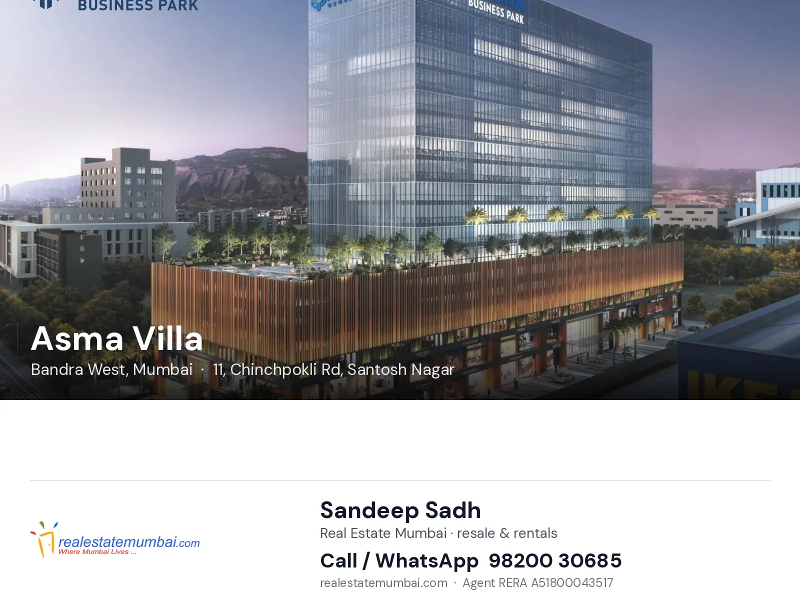 Asma Villa, Bandra West, Mumbai — flats | Real Estate Mumbai, Sandeep Sadh 98200 30685