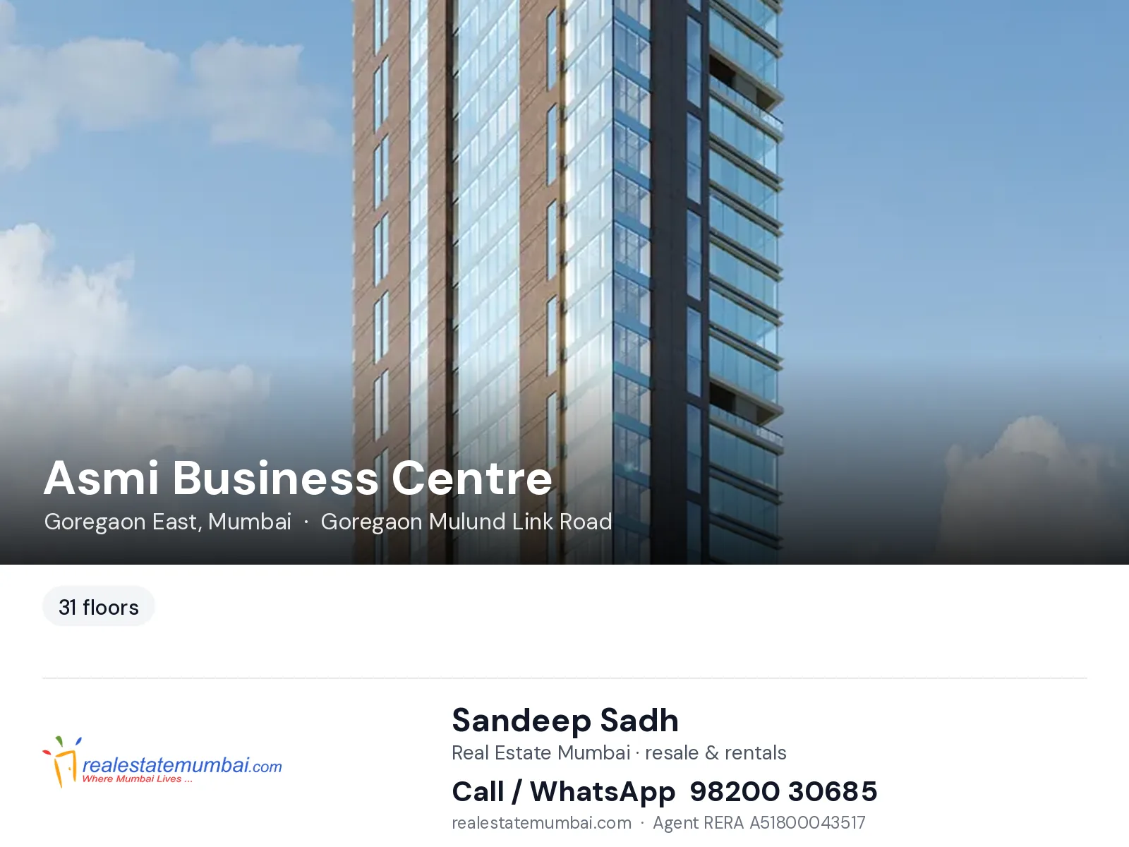 Asmi Business Centre, Goregaon East, Mumbai — flats | Real Estate Mumbai, Sandeep Sadh 98200 30685