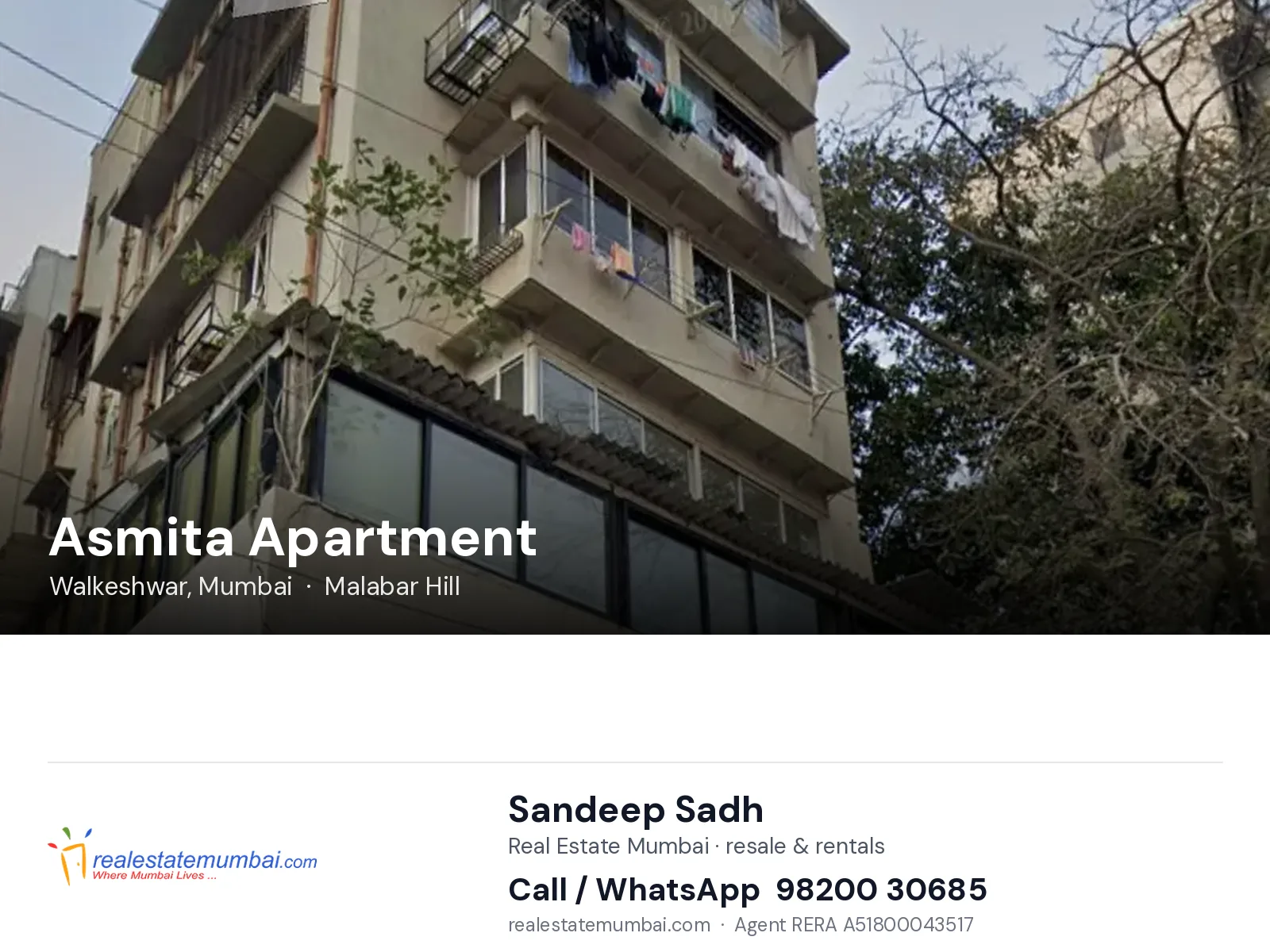 Asmita Apartment, Walkeshwar, Mumbai — flats | Real Estate Mumbai, Sandeep Sadh 98200 30685