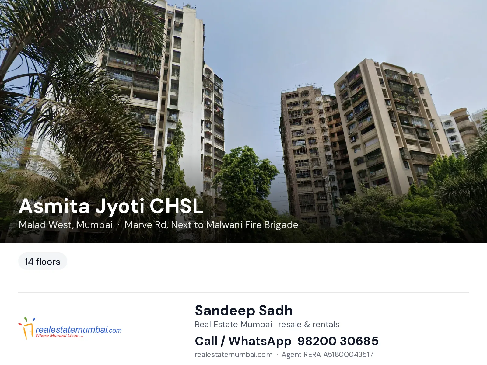Asmita Jyoti CHSL, Malad West, Mumbai — flats | Real Estate Mumbai, Sandeep Sadh 98200 30685