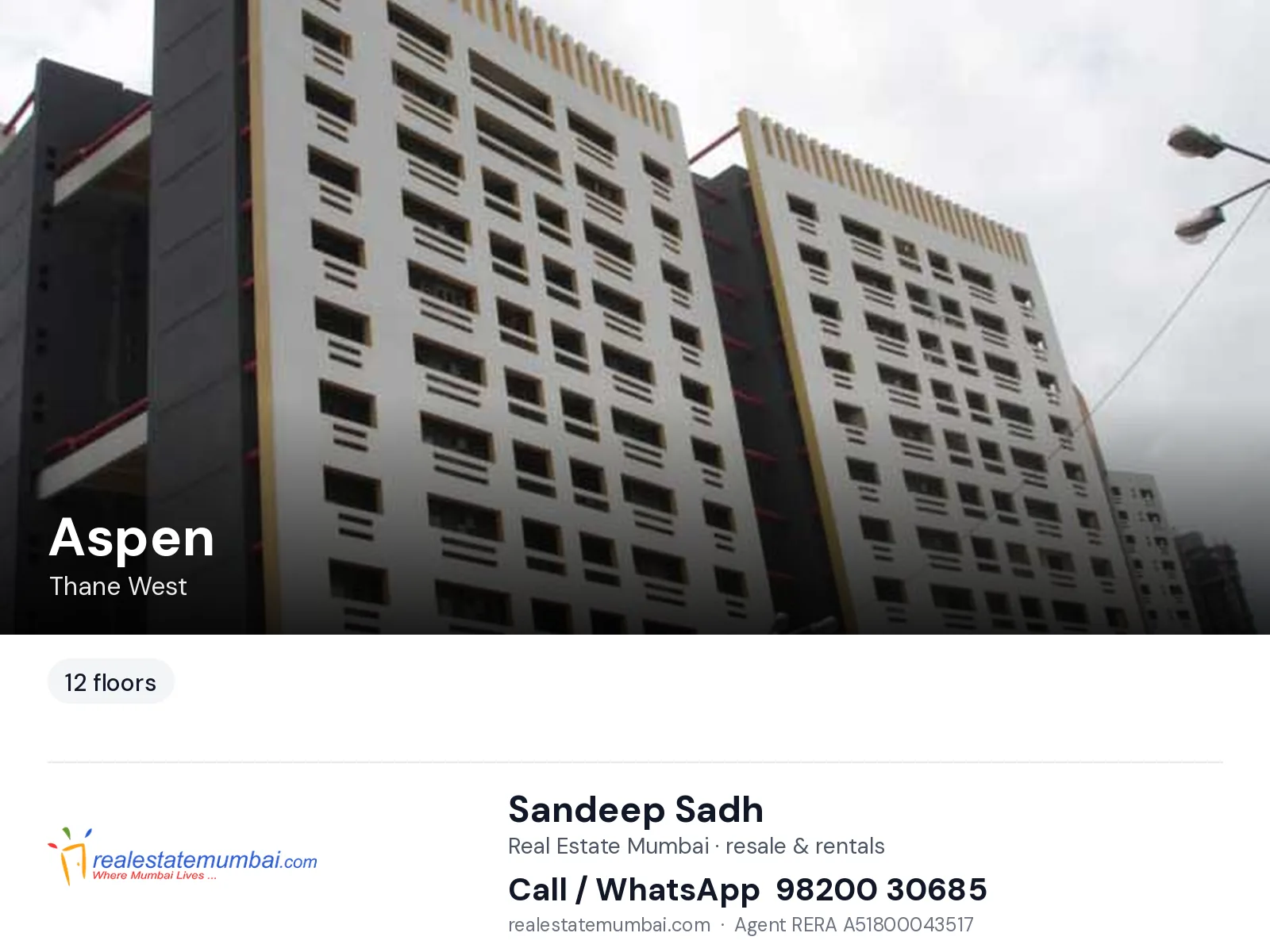 Aspen, Thane West — flats | Real Estate Mumbai, Sandeep Sadh 98200 30685