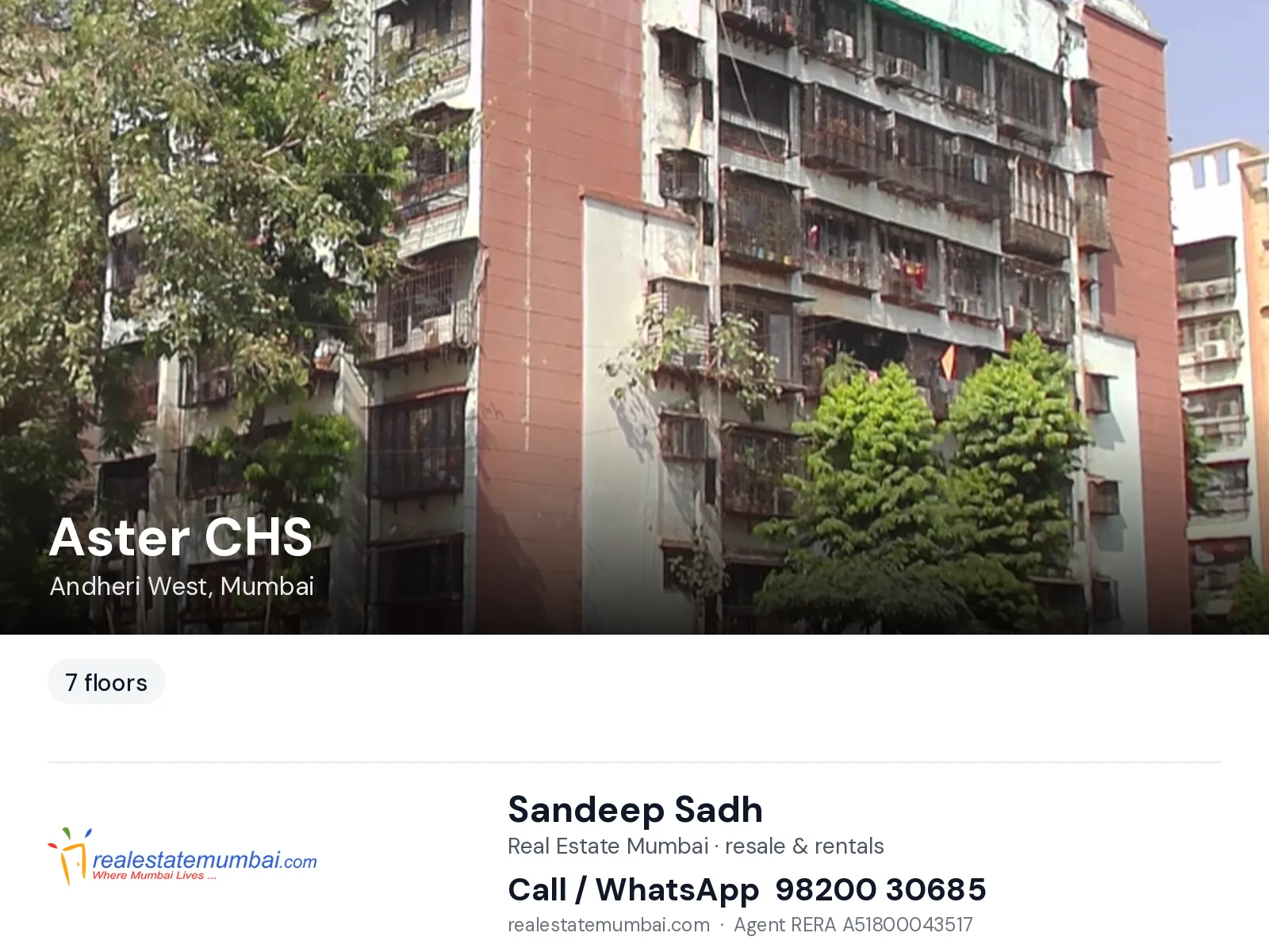 Aster CHS, Andheri West, Mumbai — flats | Real Estate Mumbai, Sandeep Sadh 98200 30685