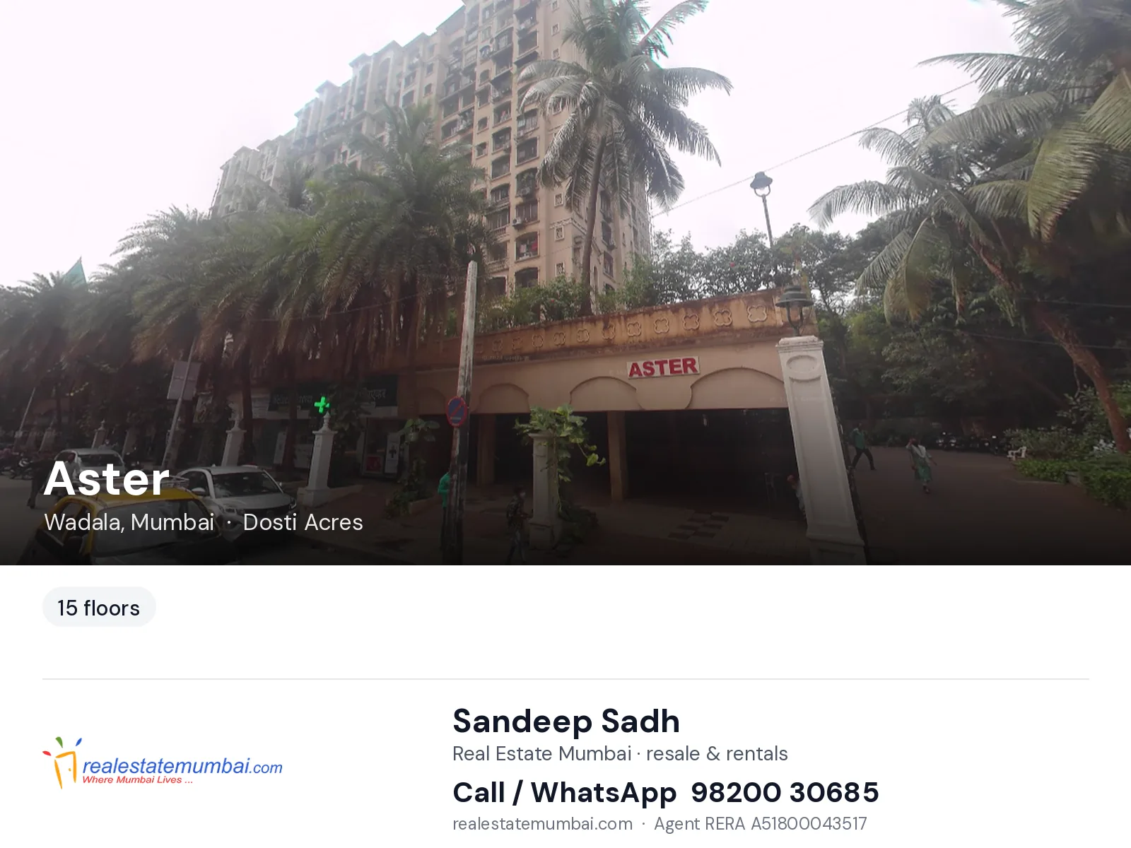 Aster, Wadala, Mumbai — flats | Real Estate Mumbai, Sandeep Sadh 98200 30685