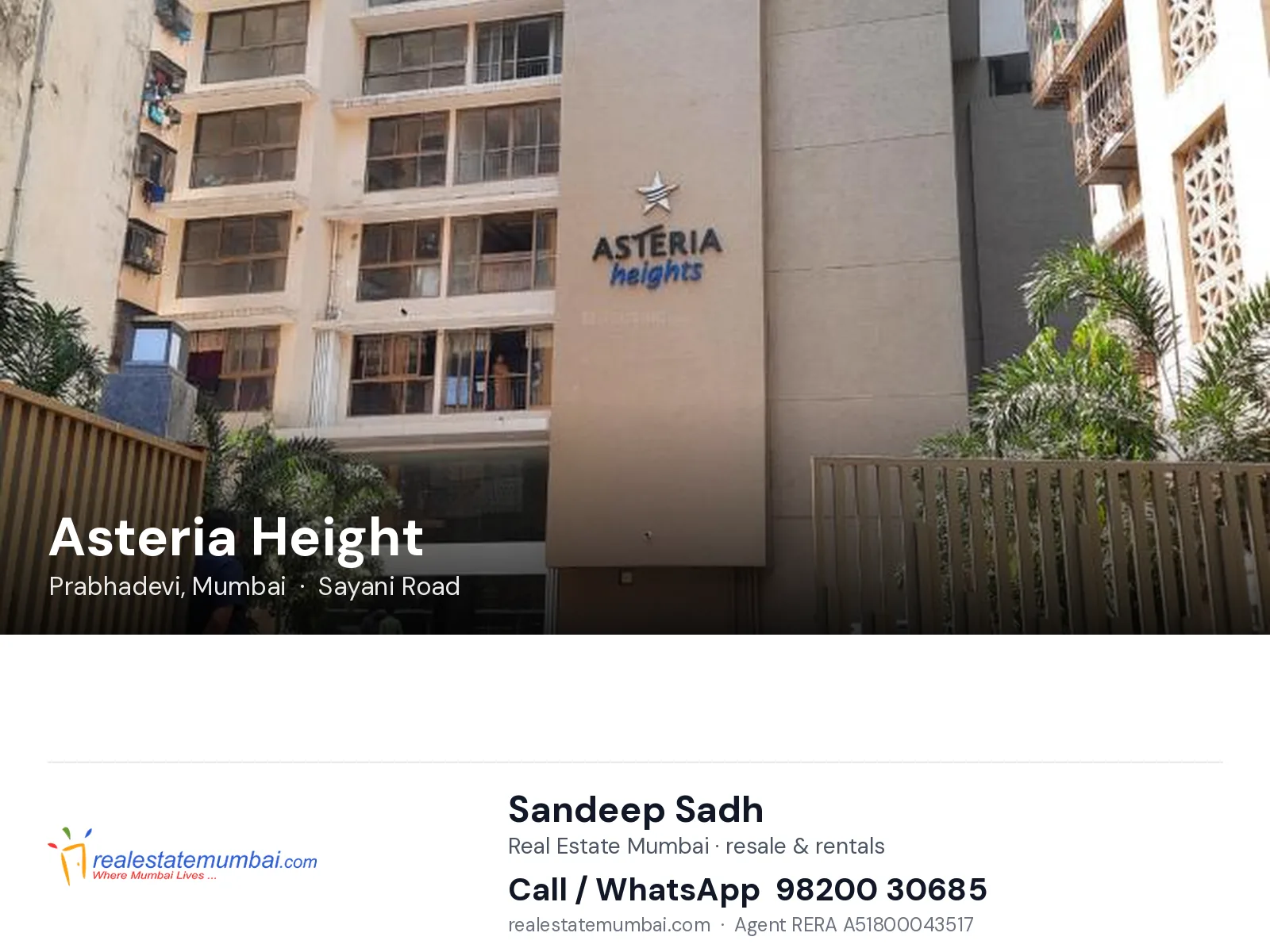 Asteria Height, Prabhadevi, Mumbai — flats | Real Estate Mumbai, Sandeep Sadh 98200 30685